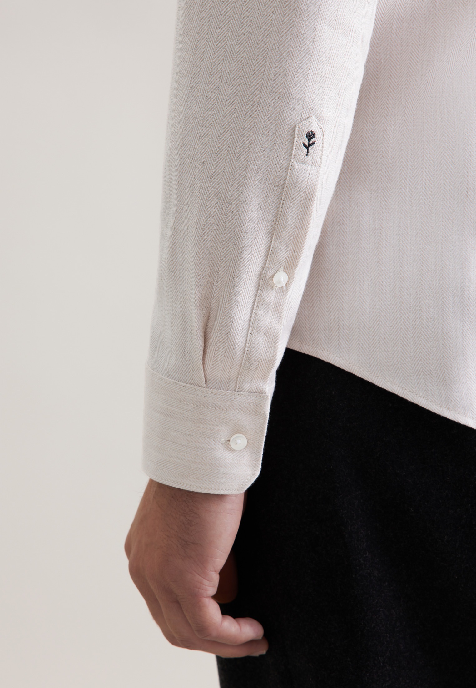 seidensticker Flanellhemd »Schwarze Rose« Slim 1/1 Kentkragen Fischgrat