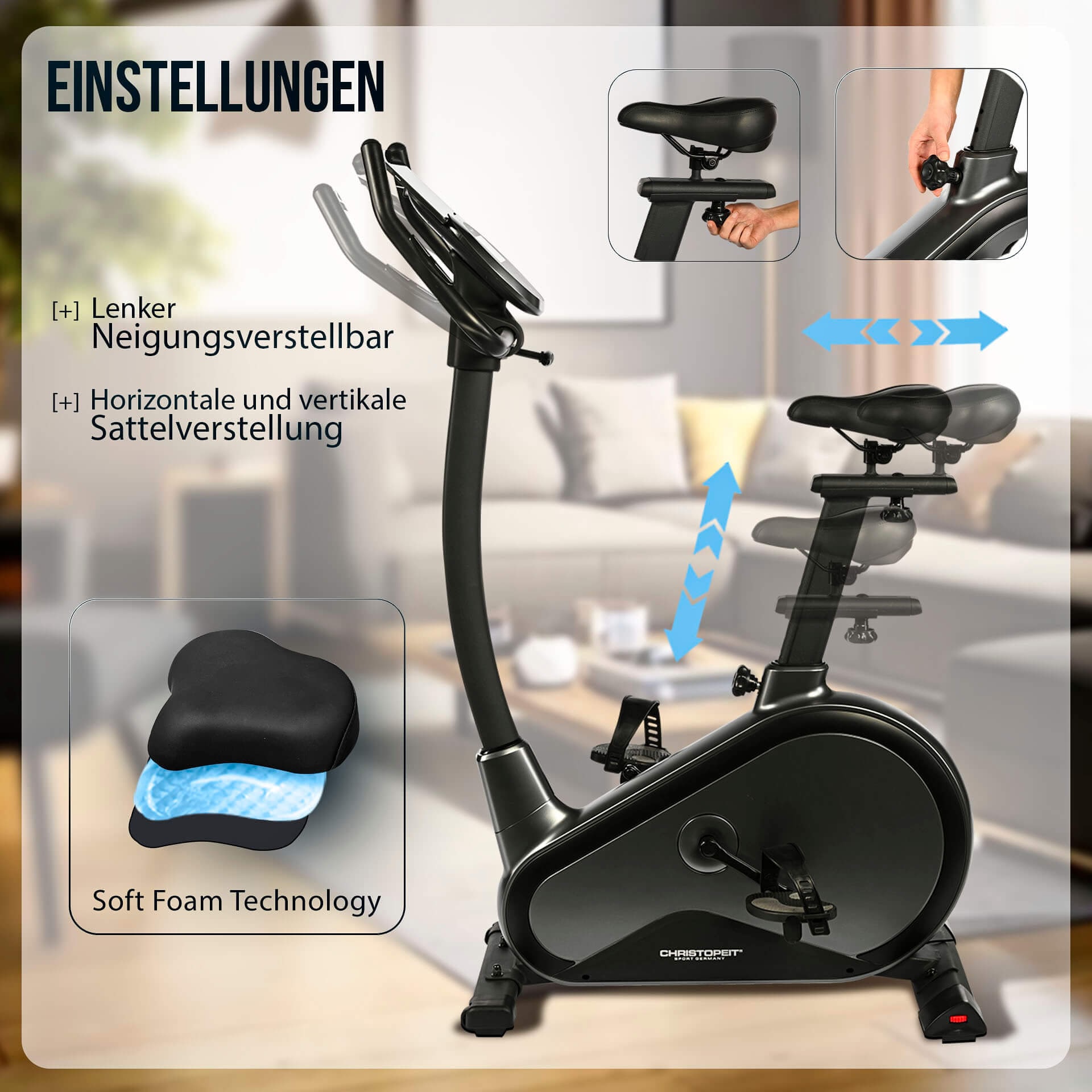 Christopeit Sport® Ergometer »EM 8000«, (Kinomap App kompatibel), Kinomap App kompatibel