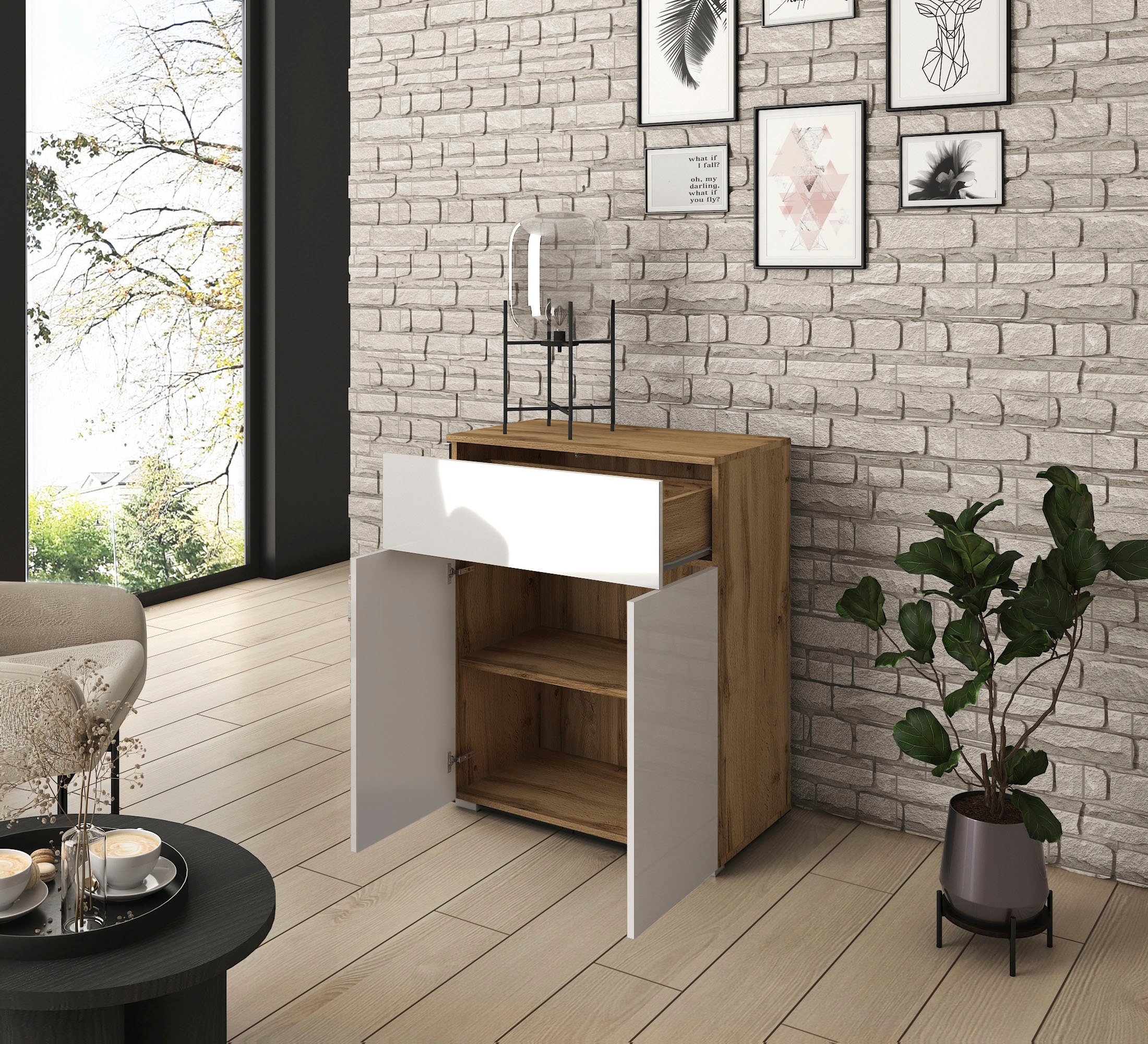 INOSIGN Sideboard »PARIS«, (1 St.), Moderne 72cm breite grifflose Kommode, vielseitig einsetzbar