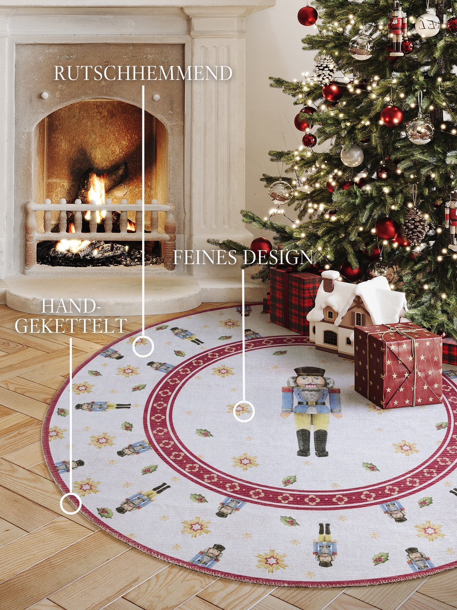 Villeroy & Boch Teppich »Toy's Delight Limited Edition Santa Claus« rund 3 mm Höhe Limited Edition, Weihnachten, Wohnzimmer, Baumrock, Waschbar, Rund