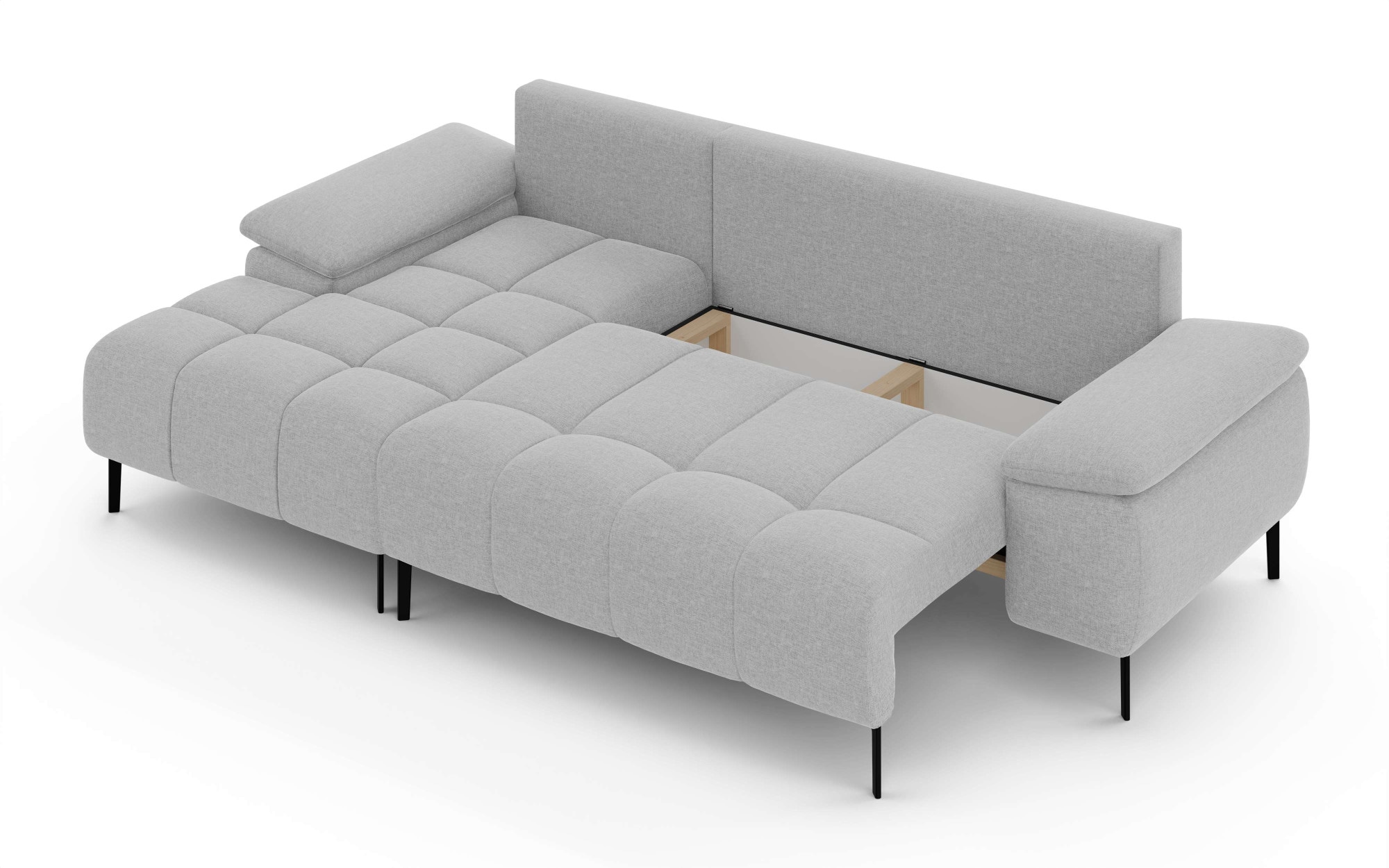 INOSIGN Ecksofa »DROMARA Schlafsofa mit Bettkasten, Maße: B/T/H 277/141/91 cm«, L-Form mit Recamiere rechts/links bestellbar, Wellenunterfederung
