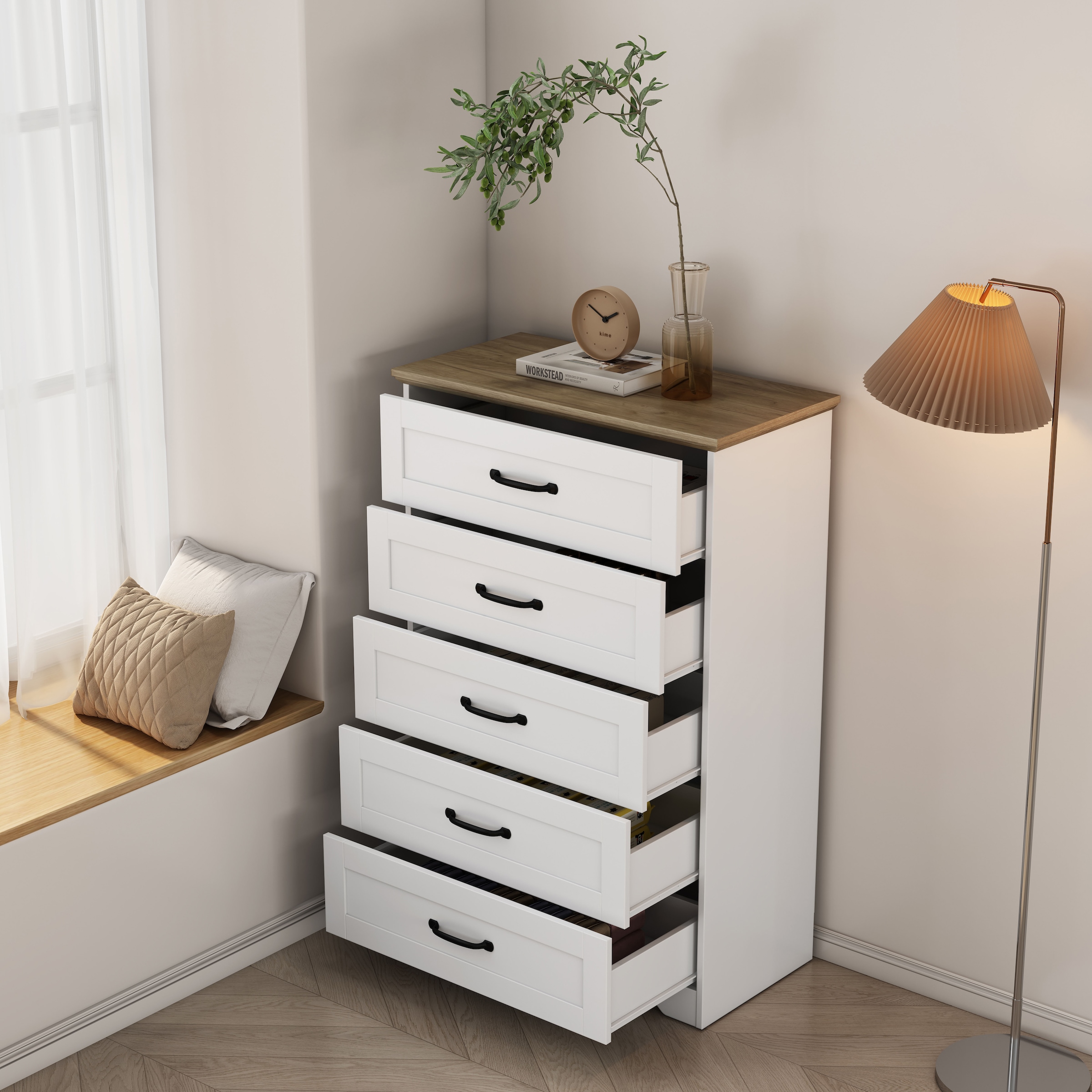 OTTO home Schubkastenkommode »Emmilia Sideboard im Landhaus Design« Kommode mit viel Stauraum im Schlafzimmer,  Schubladenschrank Sideboard Wäscheschrank Skandi Design