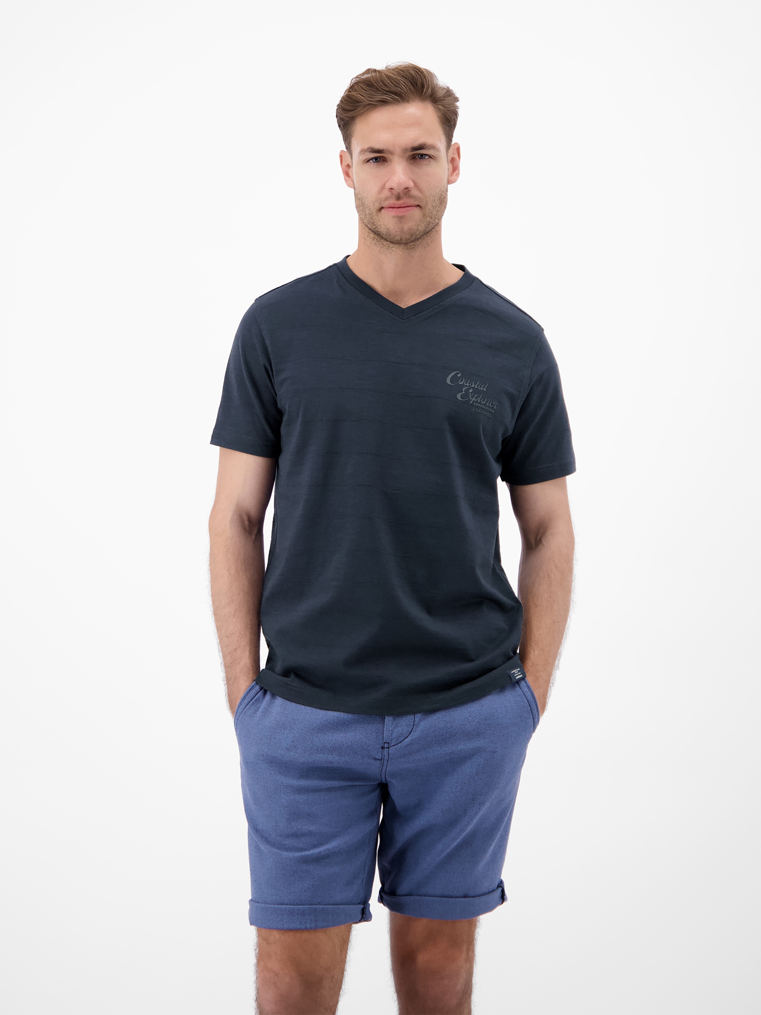 LERROS T-Shirt »T-Shirt mit V-Neck in Strickqualität«