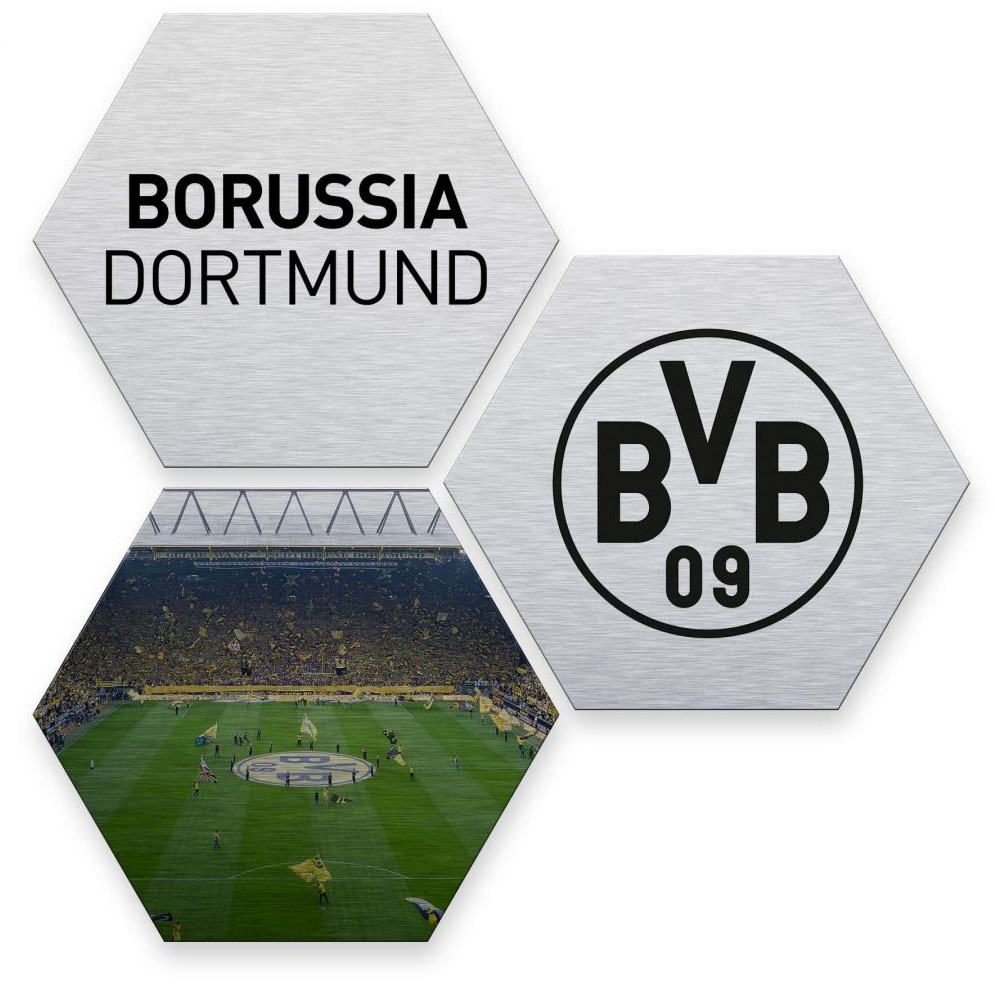 Wall-Art Mehrteilige Bilder »Silber BVB Borussia Dortmund«, (Set, 3 St.)  auf Rechnung kaufen