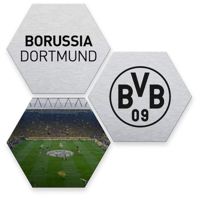 Wall-Art Mehrteilige Bilder »Silber BVB Borussia Dortmund«, (Set, 3 St.)  auf Rechnung kaufen