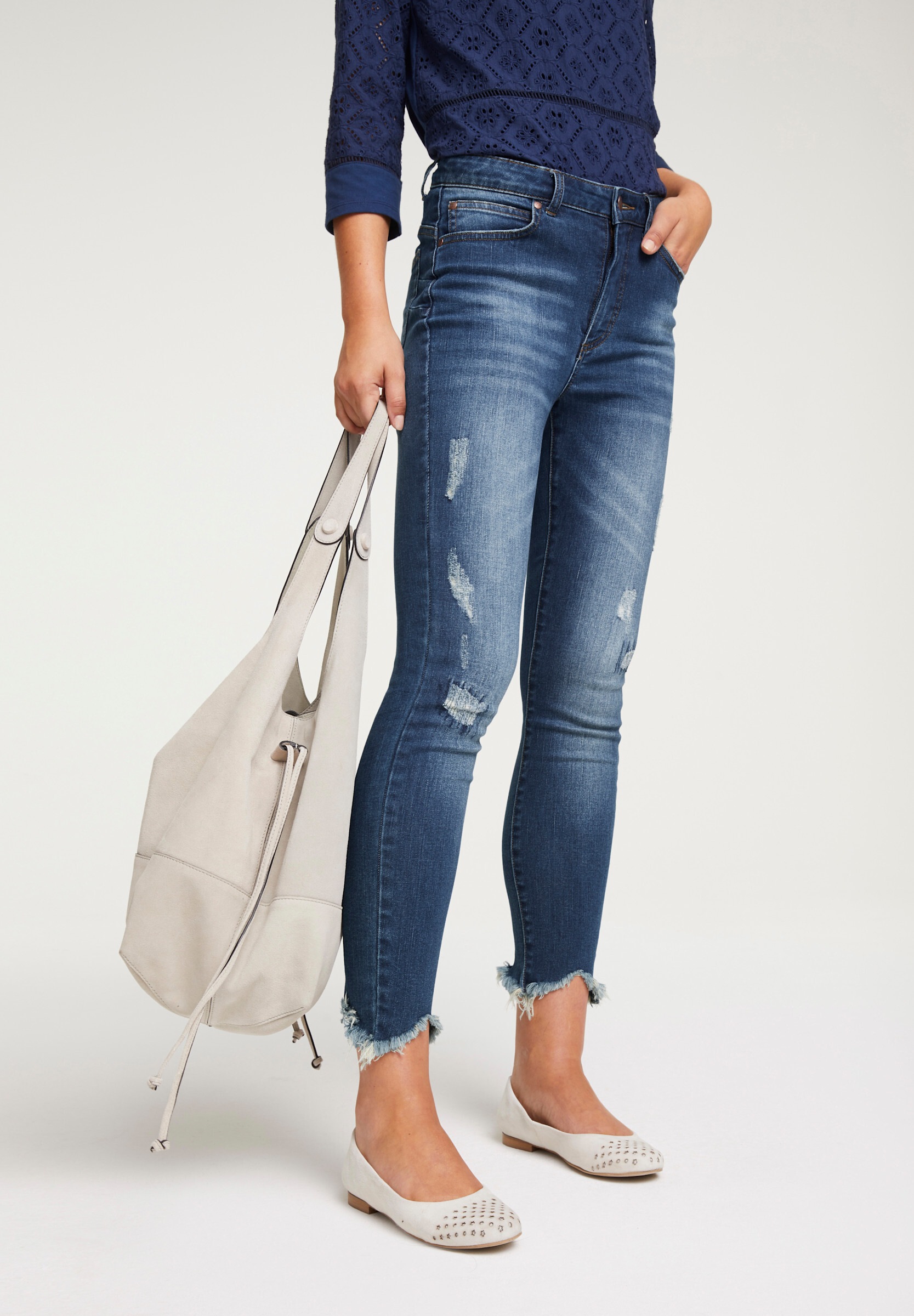 heine Skinny-fit-Jeans »Bauchweg-Jeans Skinny Jeans mit Destroyed-Effekt«