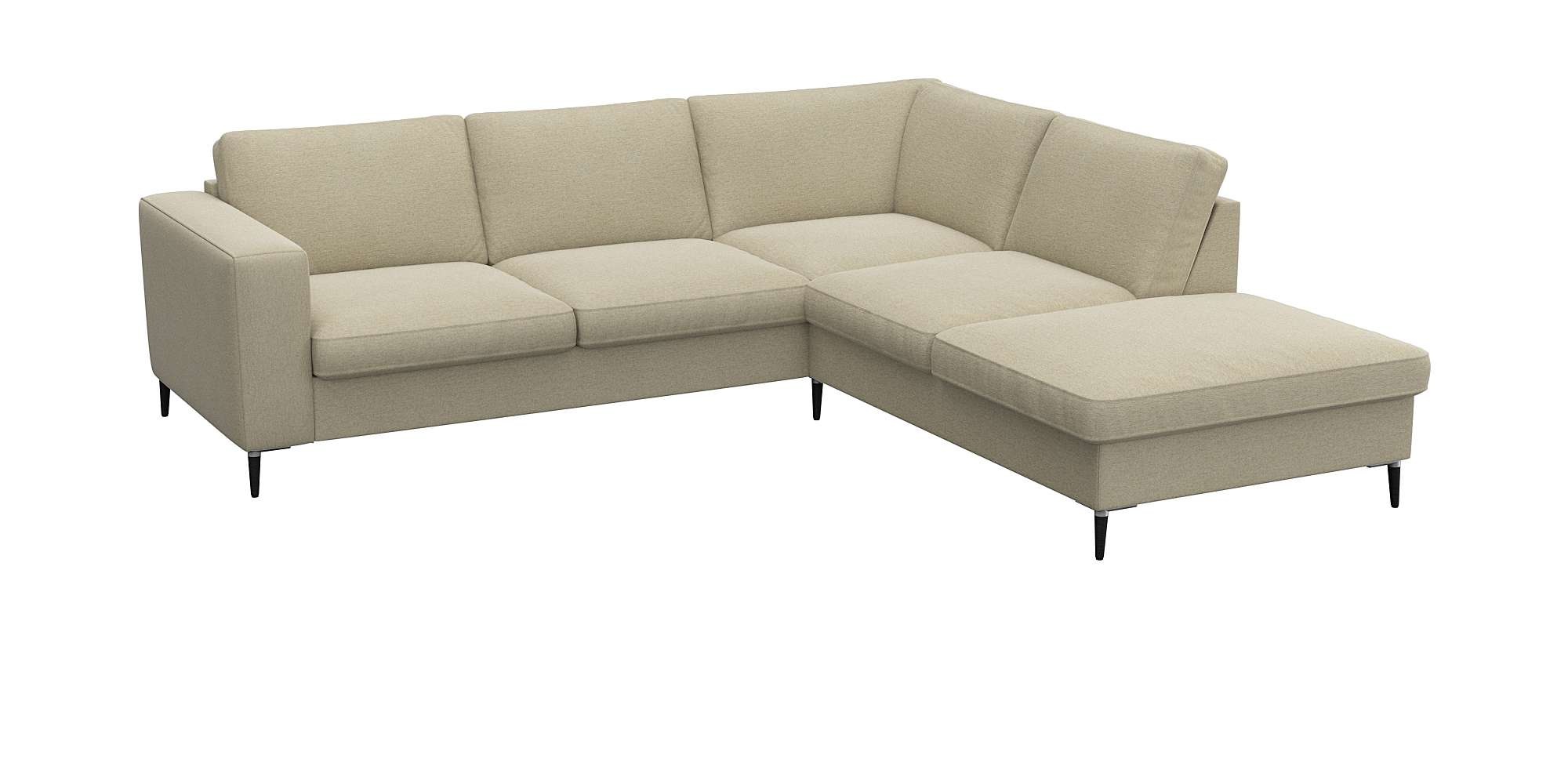 FLEXLUX Ecksofa »Fiore, bequem und komfortabel, zeitlos, L-Form«, breite Armlehnen, Füße Alu/schwarz, B/T 241/225 cm, Kaltschaum im Sitz