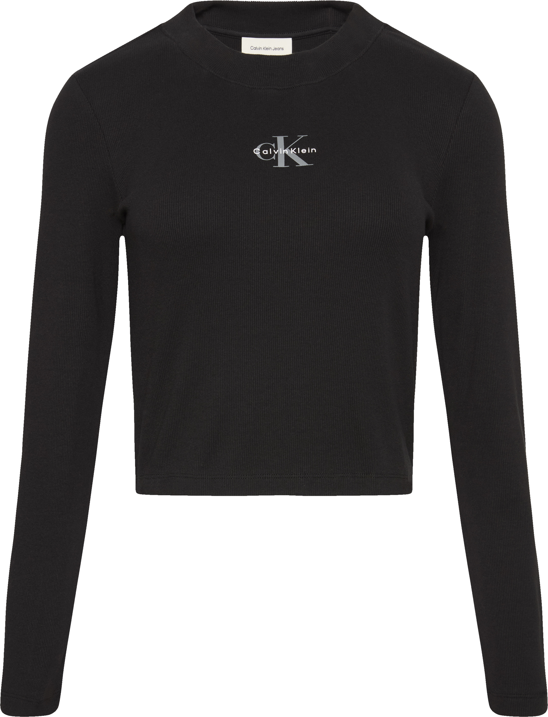 Calvin Klein Jeans Langarmshirt Rundhalsausschnitt, figurbetonte Passform, Logodruck