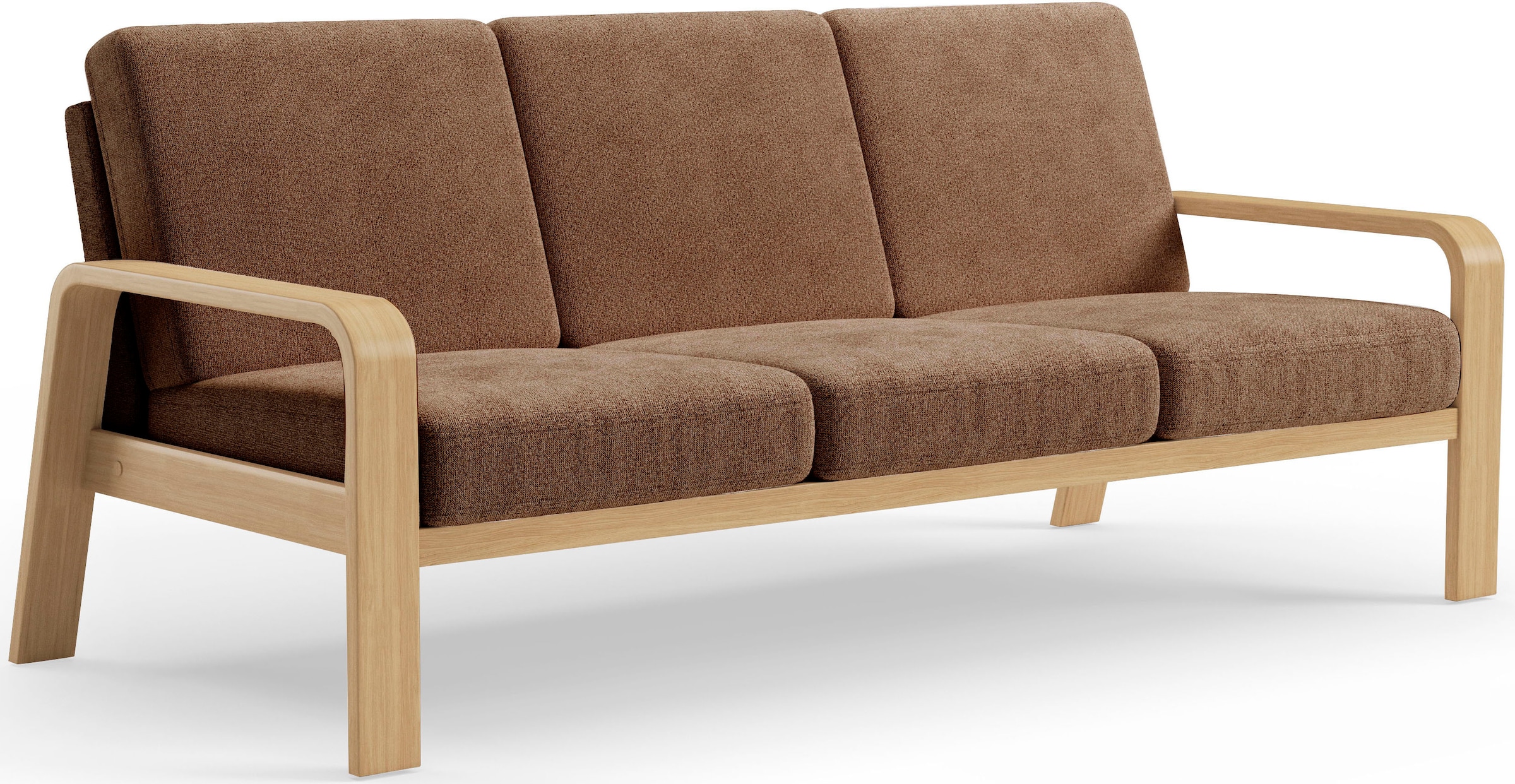 sit&more 3-Sitzer »Kolding«, Armlehnen aus Buchenholz in natur, verschiedene Bezüge und Farben