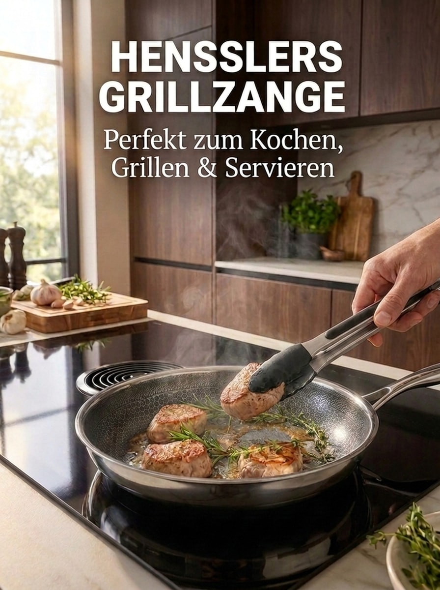 HENSSLERS Wok »Premium, Pfanne 28 cm, inklusive Grillzange« Edelstahl Set, 2 tlg.