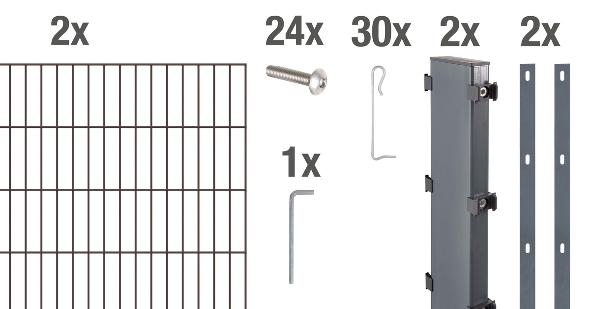 Gabionenzaun »Gabionen-Grundset Step²«, anthrazit, Höhe: 100 und 180cm, Breite: 2m,...