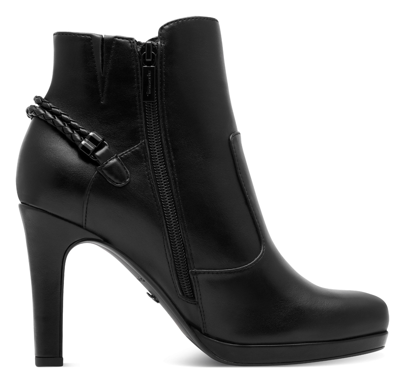 Tamaris High-Heel-Stiefelette, Stilettoabsatz, Abendschuh, Ankleboots mit Bändern an der Ferse