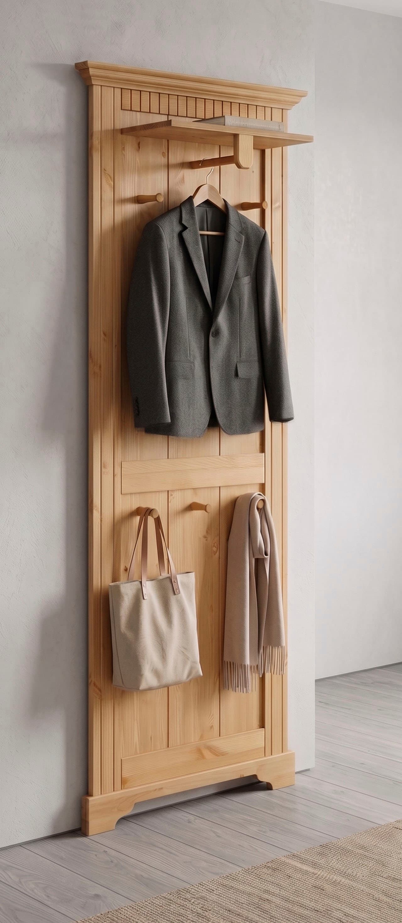 OTTO home Garderobenpaneel »Rustic« aus massiver Kiefer, Höhe 190 cm, mit Ablage, Holzhaken