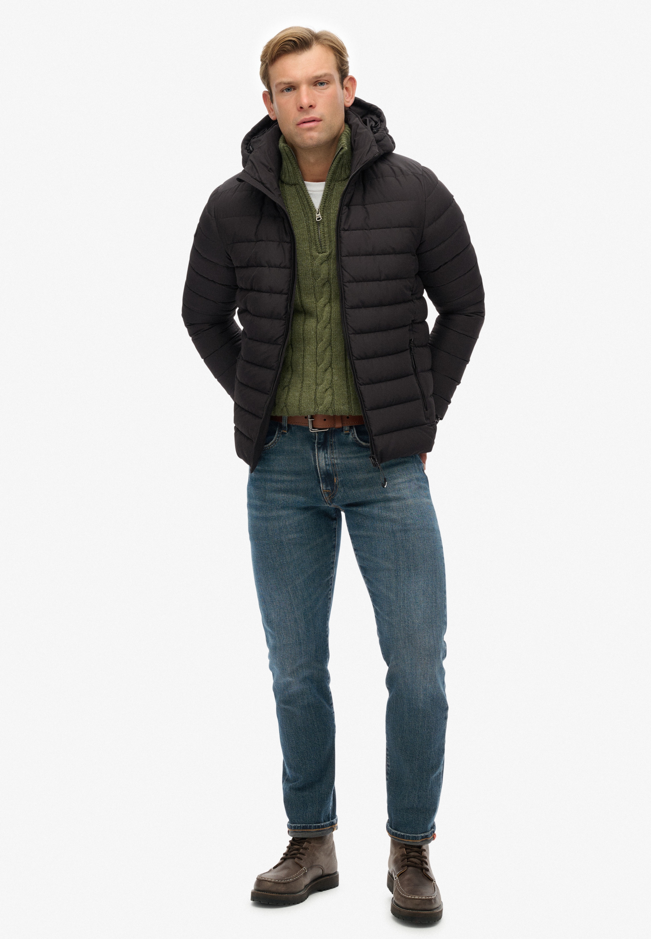 Superdry Steppjacke »HOODED FUJI PADDED JACKET« mit Kapuze Slim Fit, aus Polyester, mit Reißverschluss, pflegeleicht