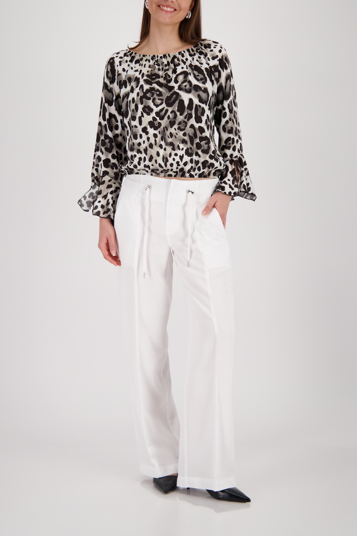 Monari Langarmbluse »Bluse Leodruck allover« Regular fit mit Leomuster