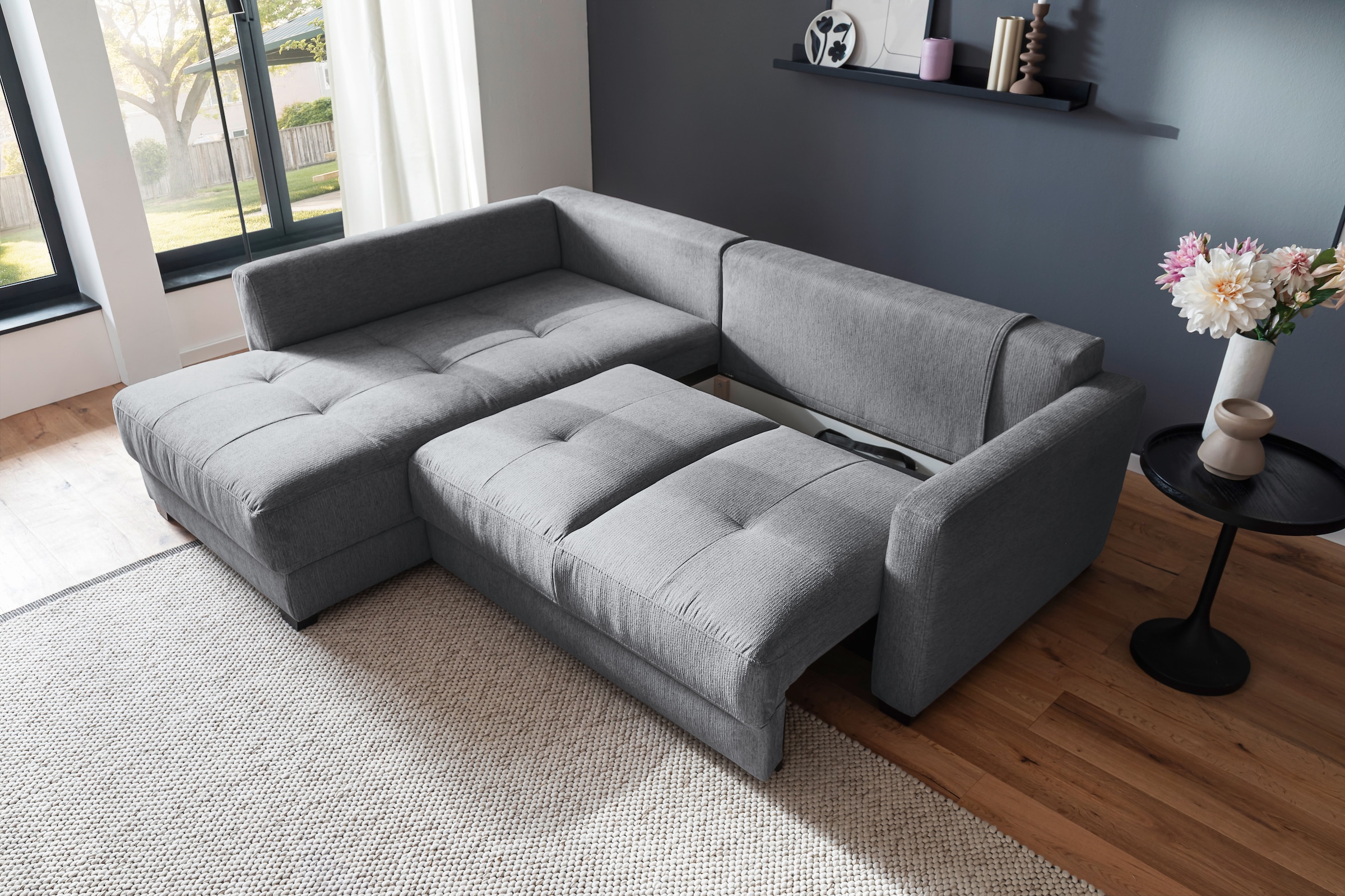 Mr. Couch Ecksofa »Pierre, L-Form mit Taschenfederkern« mit DuraSpring-Taschenfederkern bis 140 kg belastbar