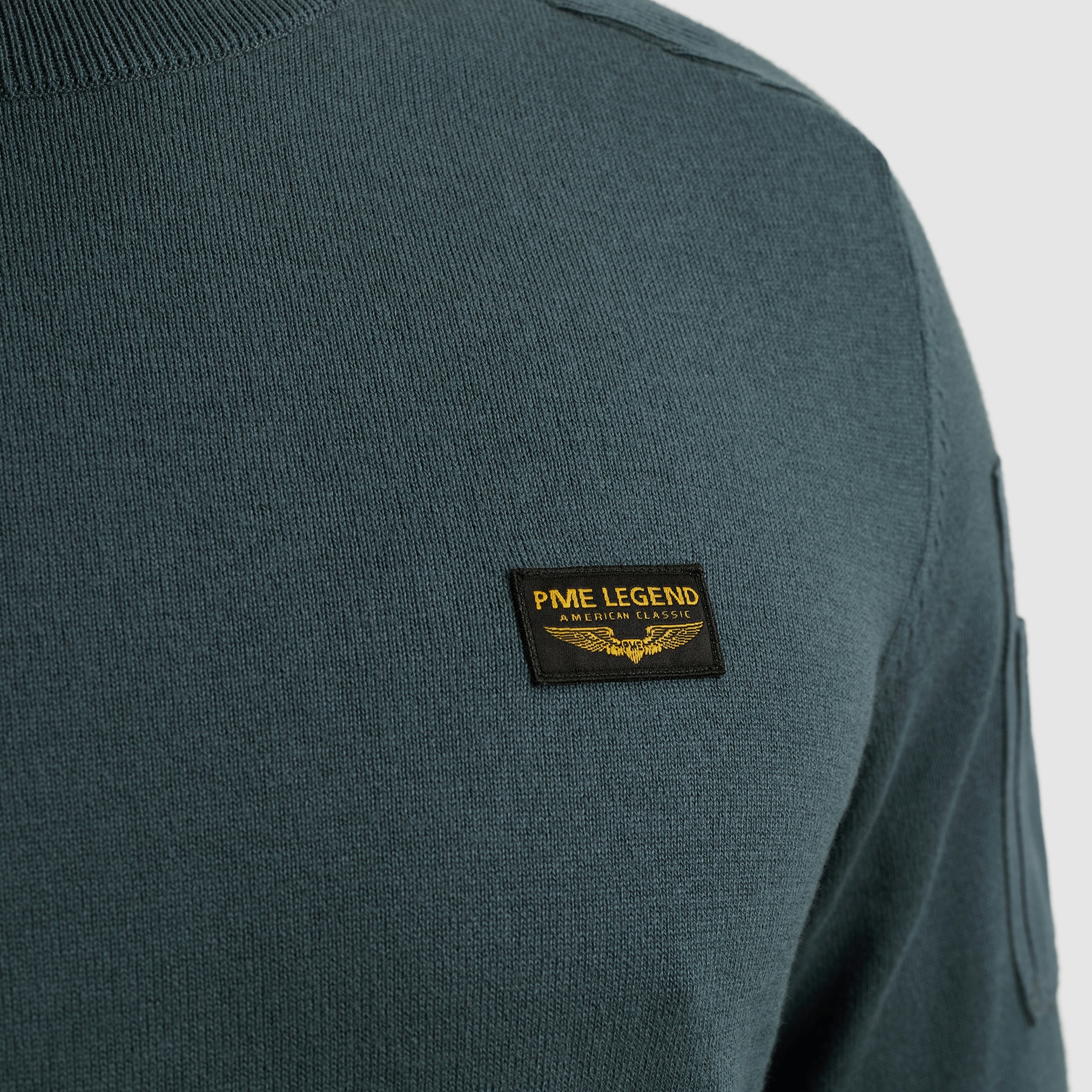 PME LEGEND Rundhalspullover mit Logo Stickerei