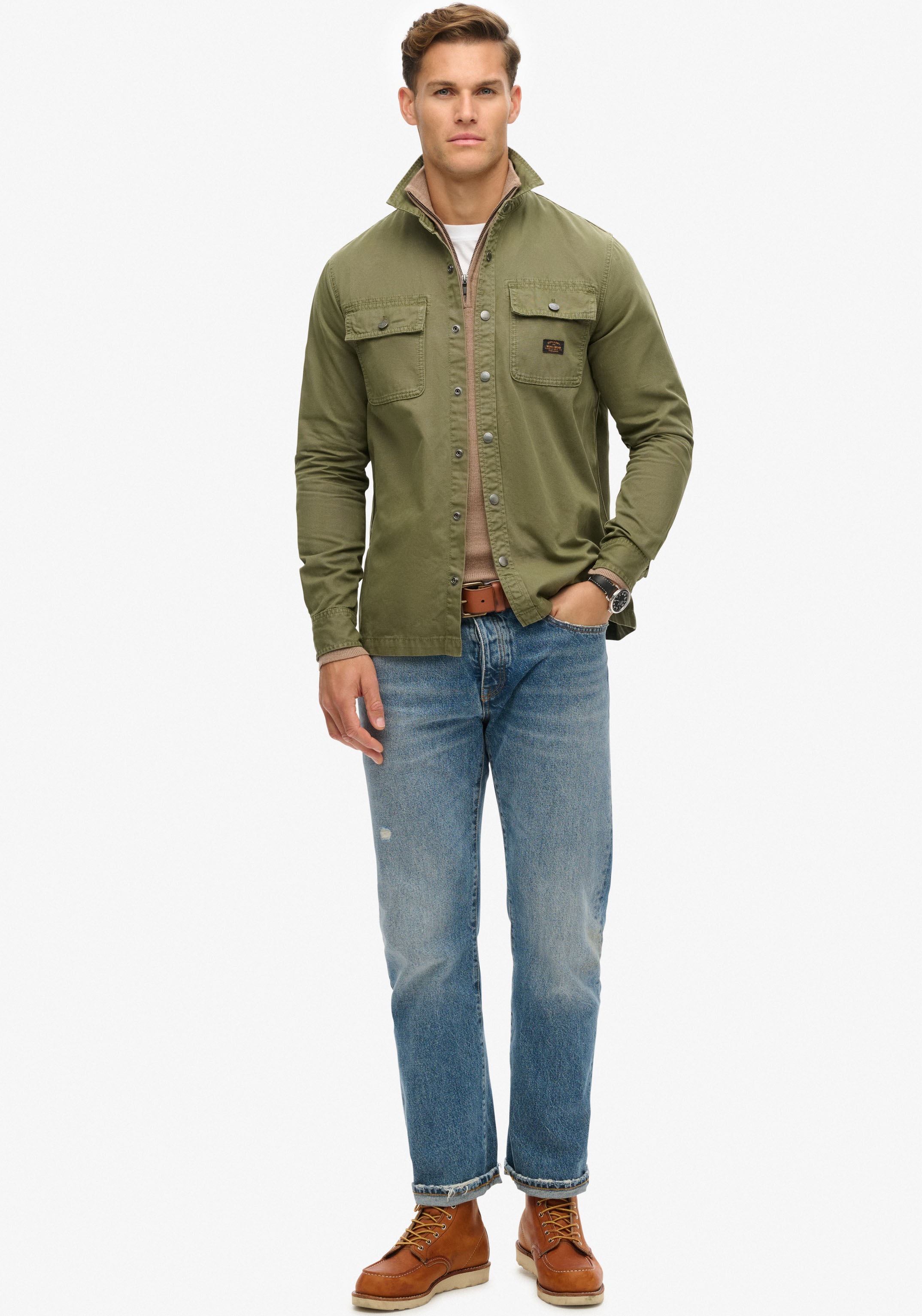 Superdry Langarmhemd »Organic Cotton Canvas Workwear Overshirt«