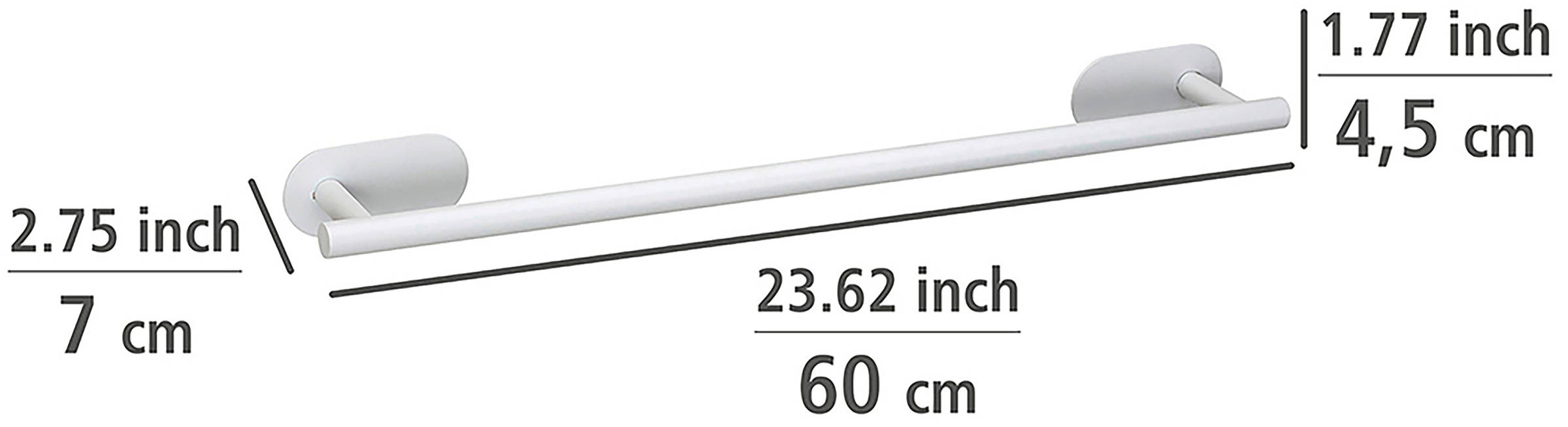 WENKO Handtuchstange »Turbo-Loc® Modell Uno Orea« aus Edelstahl, Befestigen ohne Bohren, 60 cm