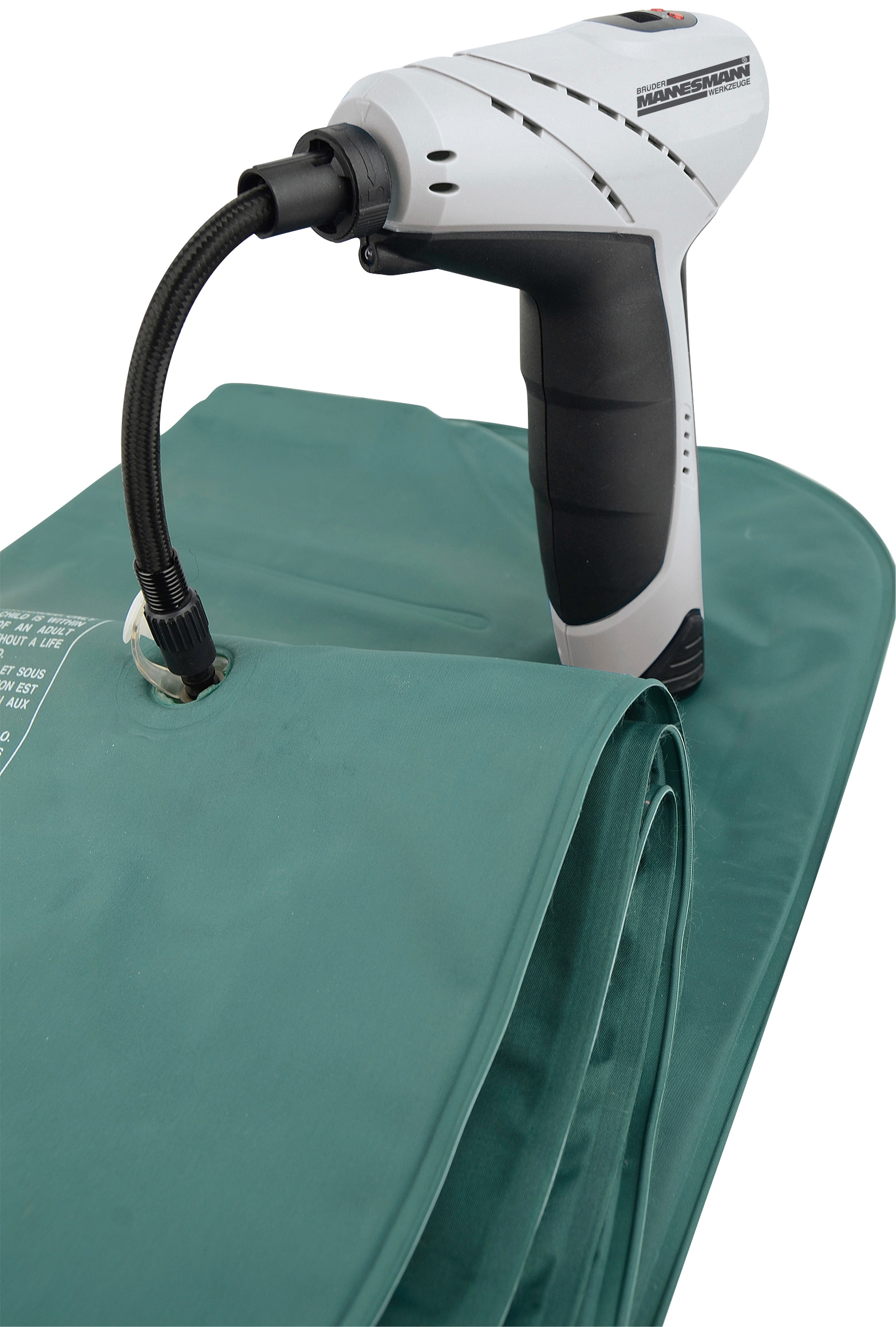 Brüder Mannesmann Werkzeuge Akku-Handkompressor, Akku-Luftpumpe 12V/1,5 Ah