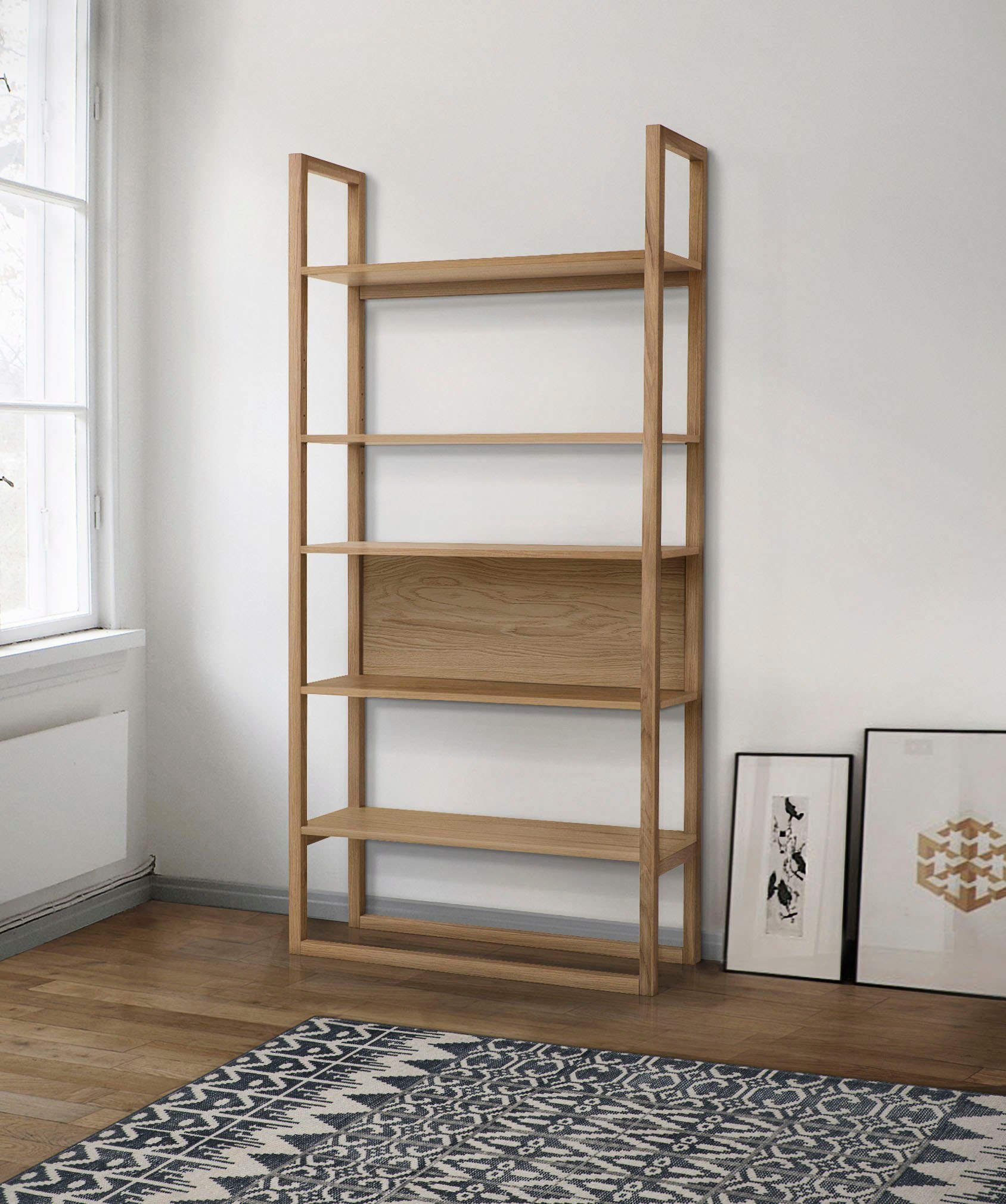 Woodman Bücherregal "New Est, Regal, Standregal" Made in Europe, im skandinavischen Design, Gestell aus massiver Eiche, FSC