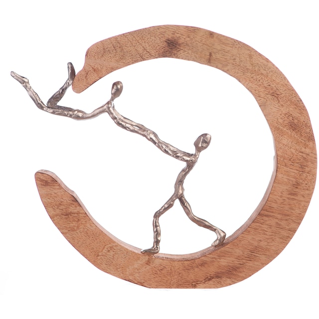 GILDE Dekofigur »Skulptur Parents Love, silber/natur«, Dekoobjekt, Höhe 32  cm, handgefertigt, aus Metall und Holz, Wohnzimmer auf Rechnung kaufen