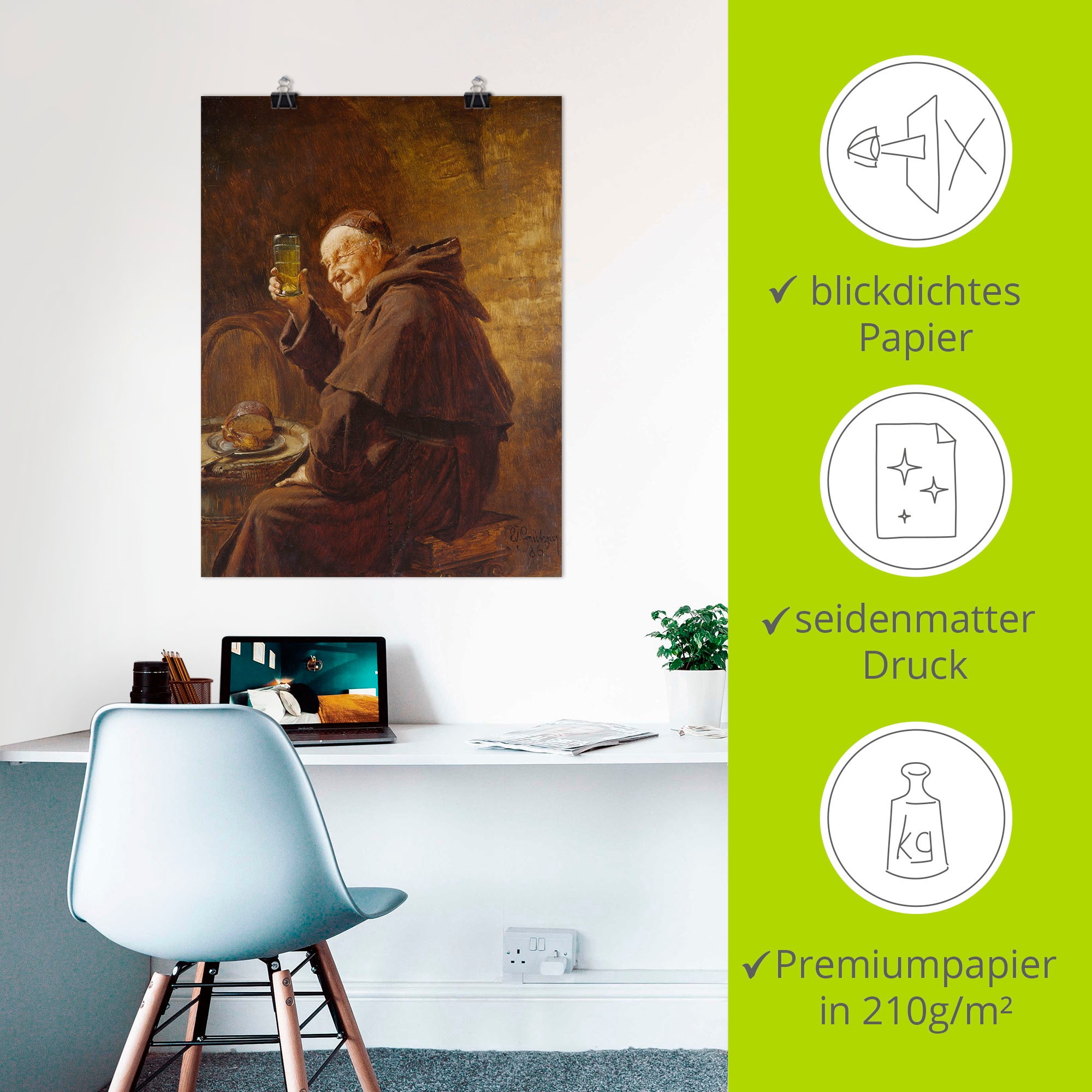 Artland Wandbild »Mönch bei der Weinprobe.«, Mann, (1 St.), als Leinwandbild, Poster in verschied. Größen