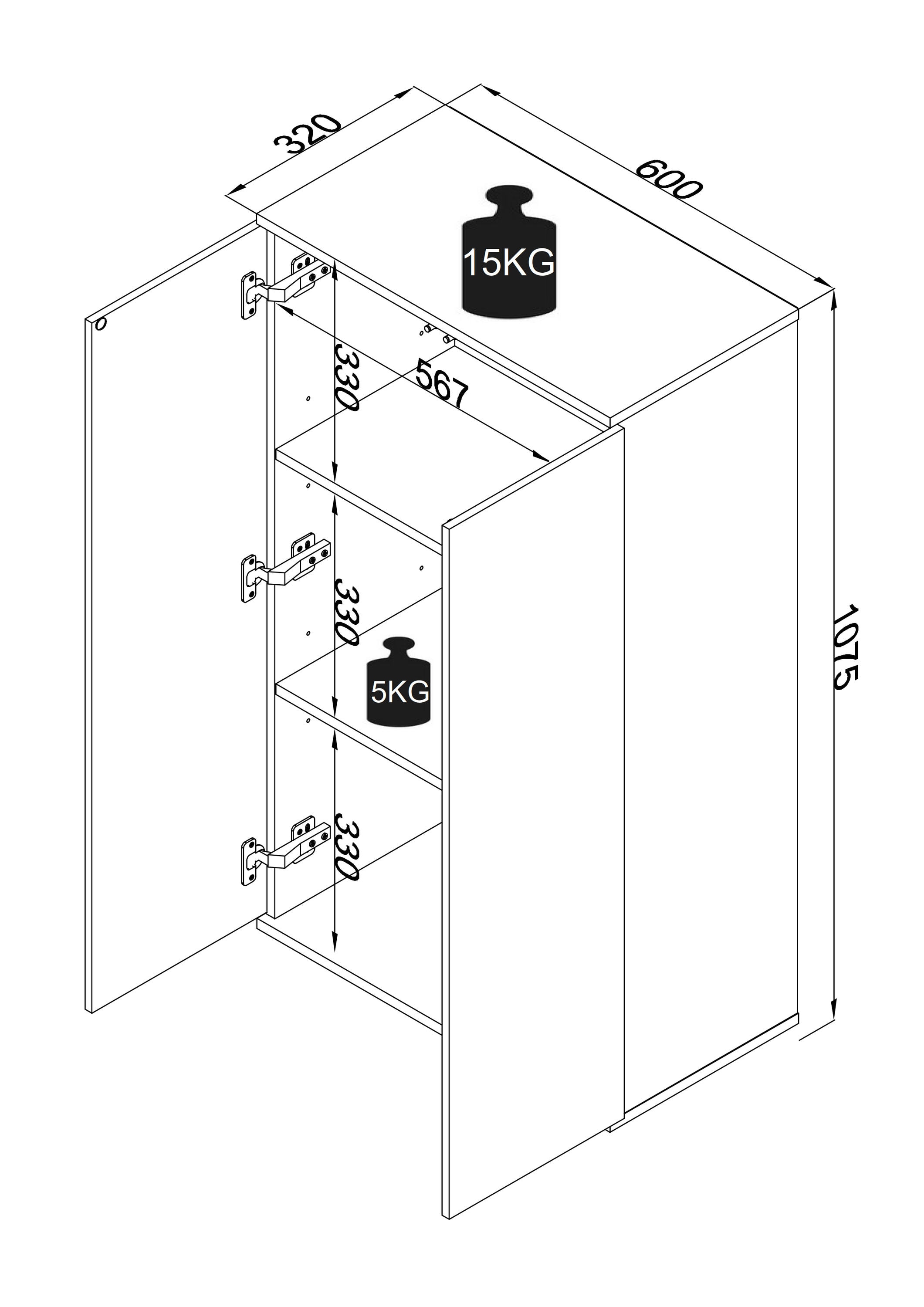 VCM Kommode »Holz Kommode Sideboard Anrichte Dalosa 3 Drehtüren« 1 Stk. tlg.