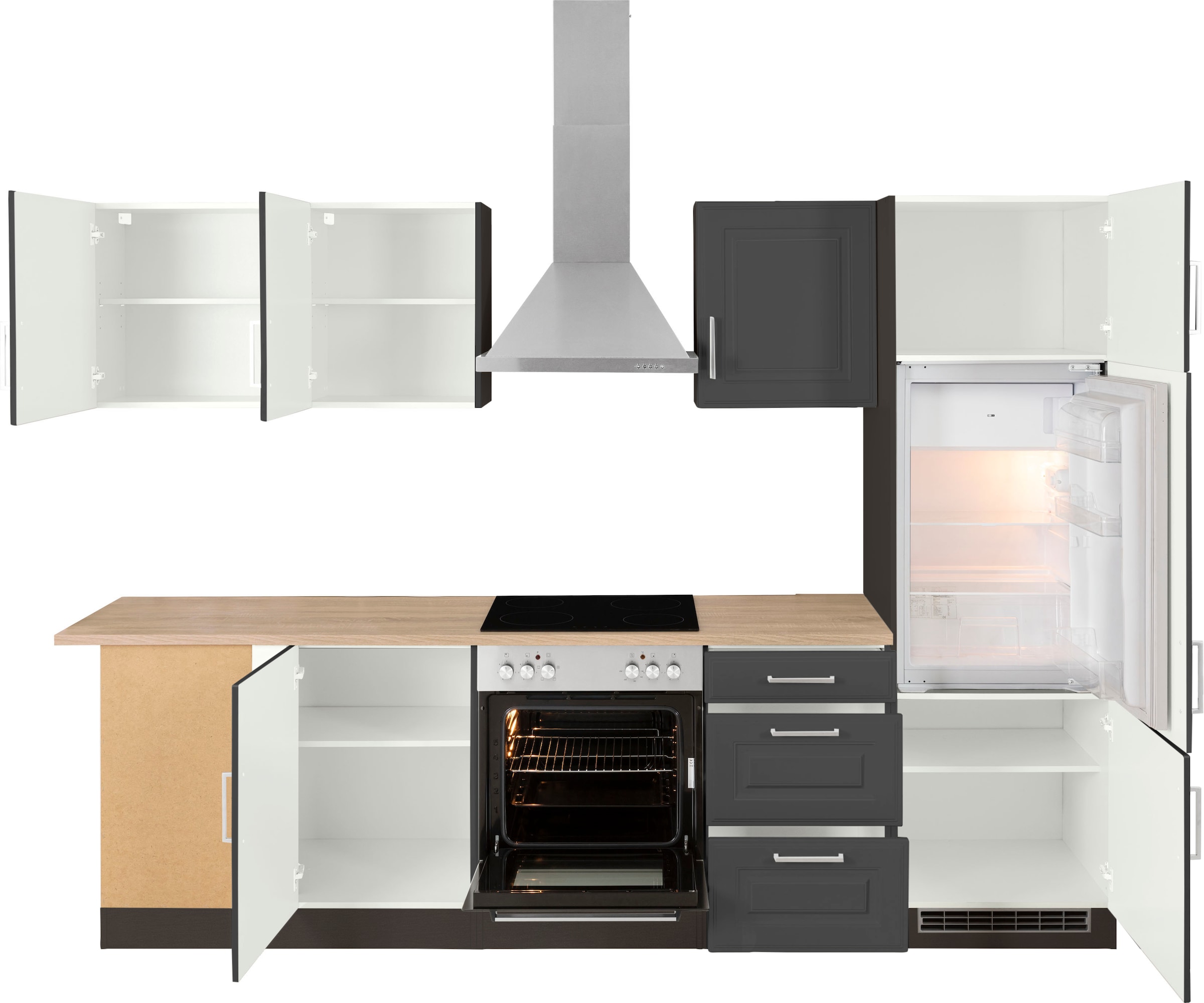 KOCHSTATION Winkelküche »KS-Stockholm«, Stellbreite 220/280 cm, mit hochwertigen MDF Fronten im Landhaus-Stil