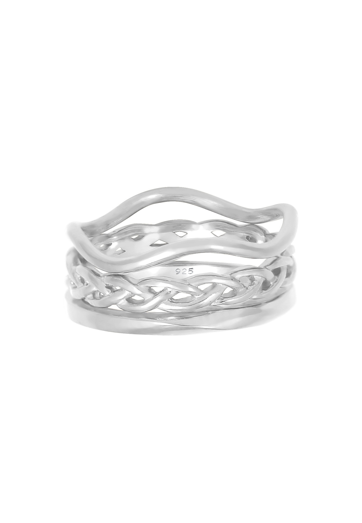 Elli Ring-Set »Ring Ringset Trend Welle Zopf Gedreht Style 925 Silber«