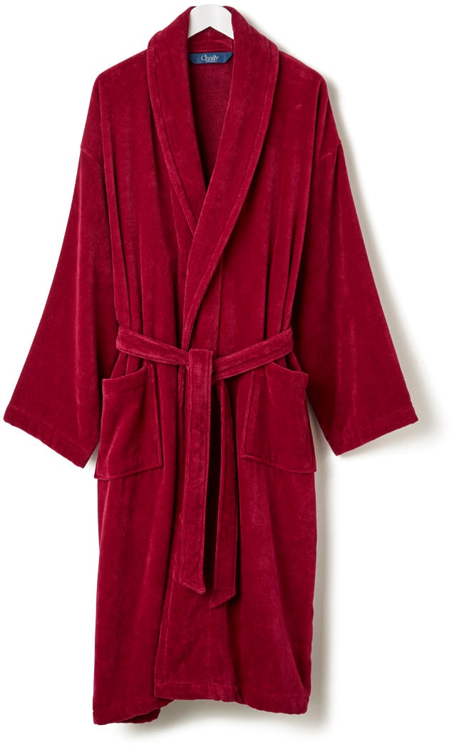 CHRISTY Women's 'Supreme Velour' 100% Sheared Cotton Bath Robe in Raspberry | Size: XL
