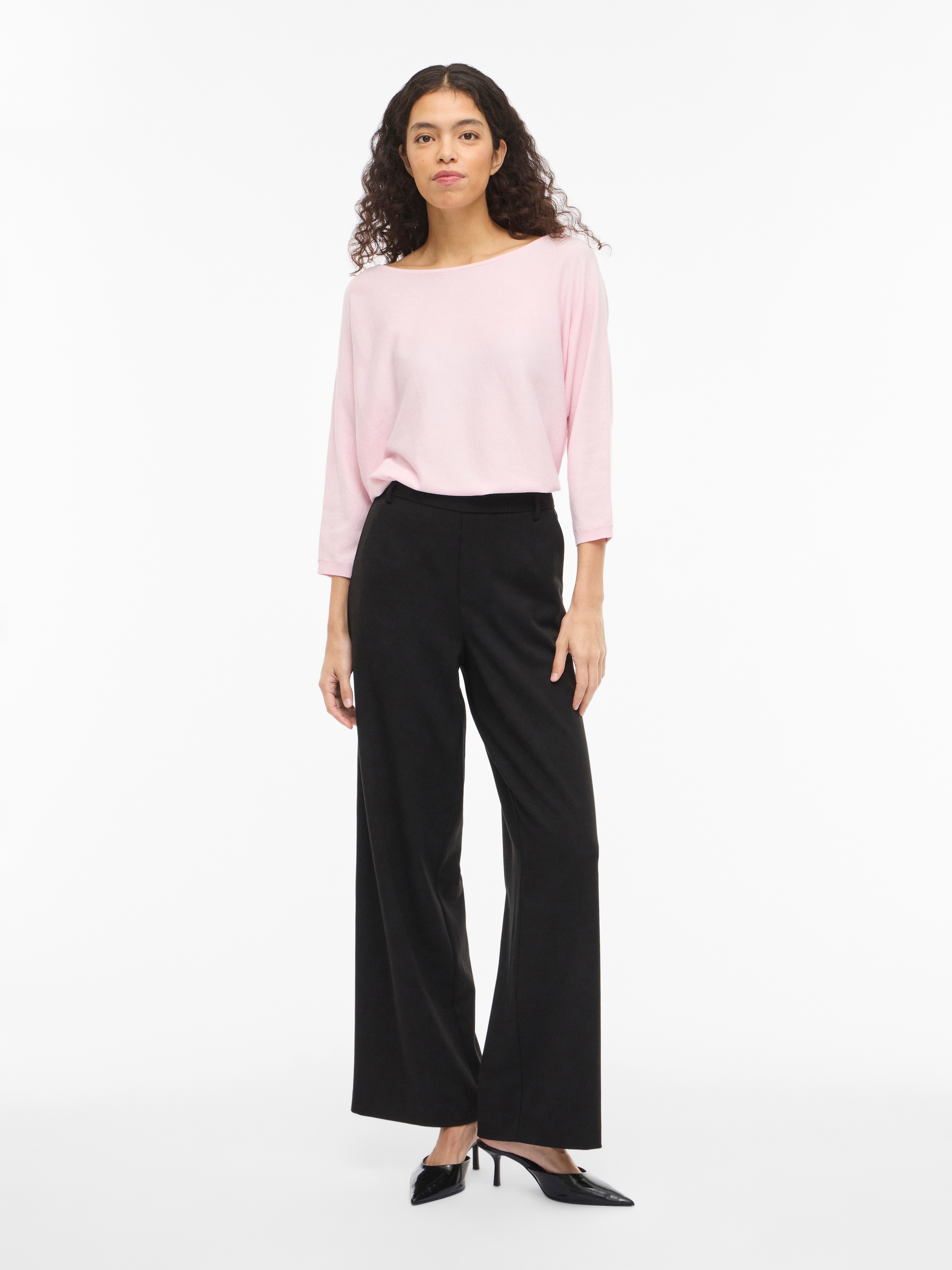 Vila 3/4 Arm-Pullover »VIMALU BOATNECK 3/4 SLEEVE KNIT TOP-NOOS« Materialmix, loose fit