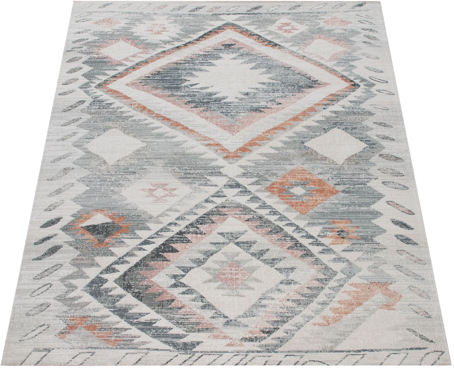Paco Home Teppich »Mabella und Rauten In- Design, 496«, rechteckig, Outdoor Vintage Motiv, Flachgewebe, geeignet