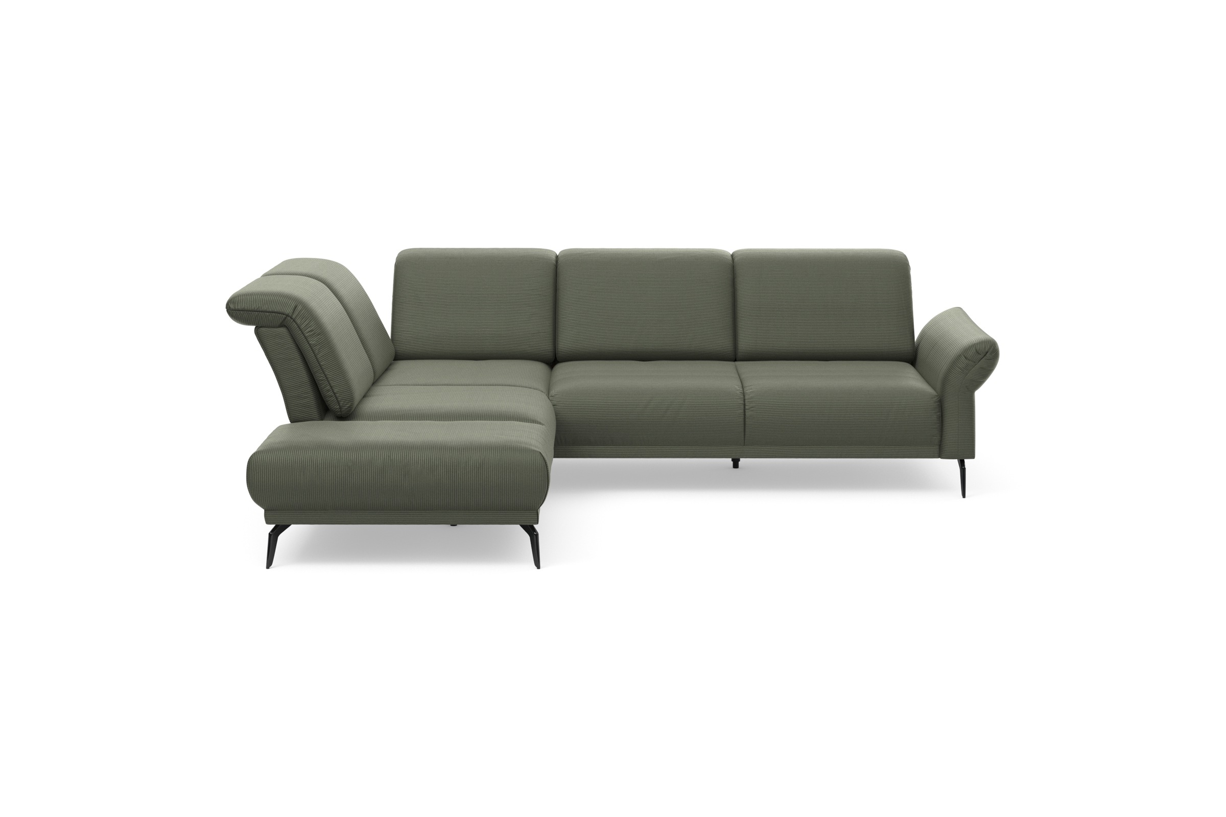 INOSIGN Ecksofa »Coco L-Form«, Sitztiefen-, Arm- und Kopfteilverstellung, Cord-Bezug, Fußhöhe 15 cm
