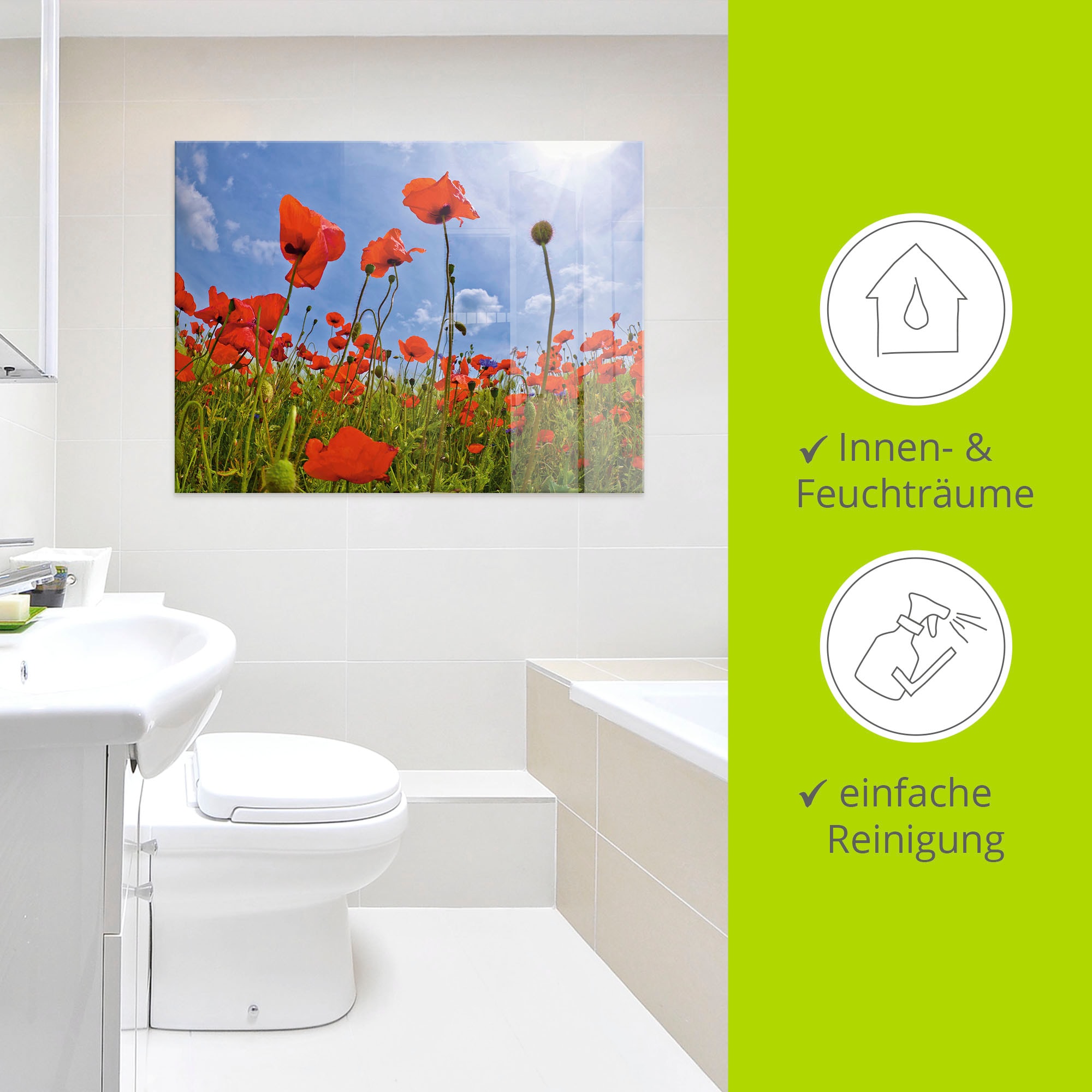 Artland Glasbild »Mohnblumenfeld« Blumen 1 Stk. tlg. in verschiedenen Größen