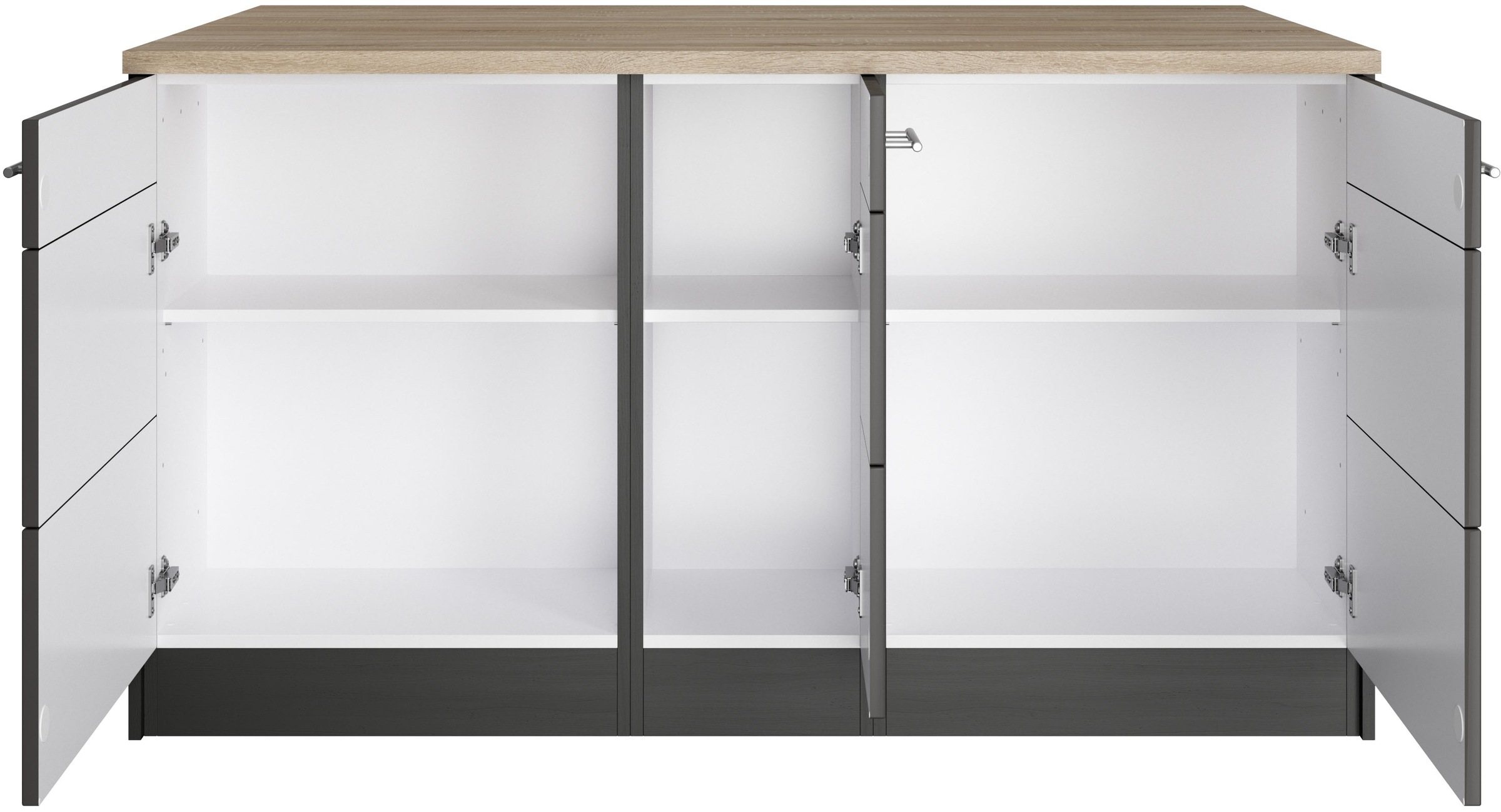 KOCHSTATION Kücheninsel »KS-Wien«, Breite 153 cm, MDF-Fronten, Flaschenregal