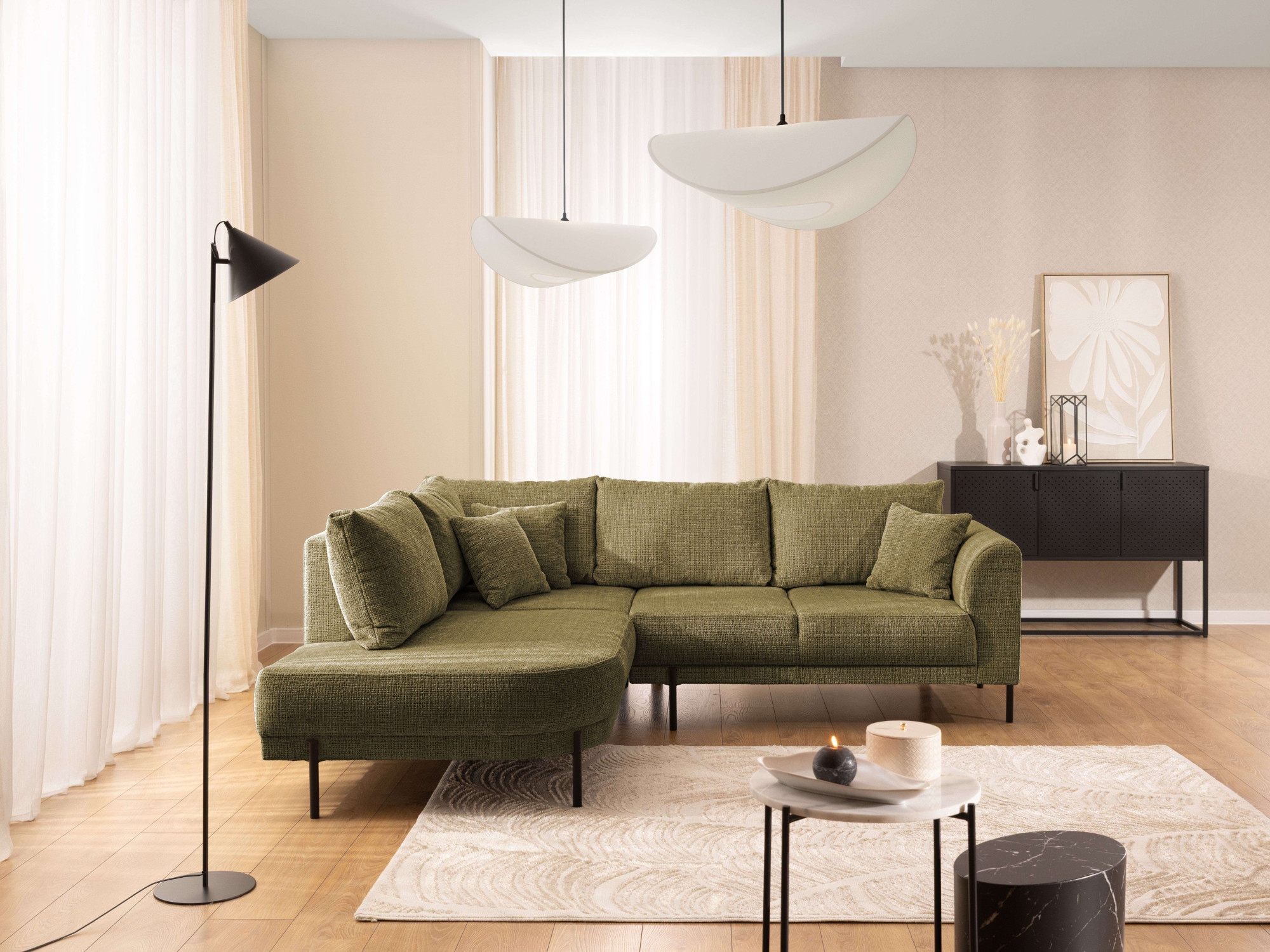 Home affaire Ecksofa »NELLIA L-Form mit Ottomane rechts oder links bestellbar, Breite 231 cm« enthält 5 Rückenkissen, angenehmen Sitzkomfort, belastbar bis 480kg