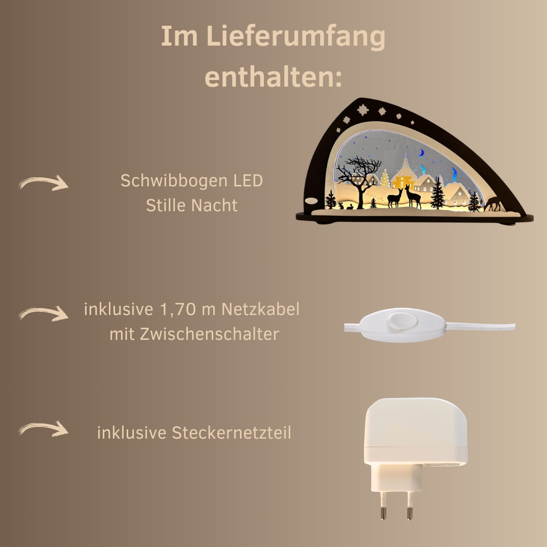 Weigla LED Schwibbogen »Stille Nacht,« Erzgebirge garantiert, aus Buchenholz & Acrylglas