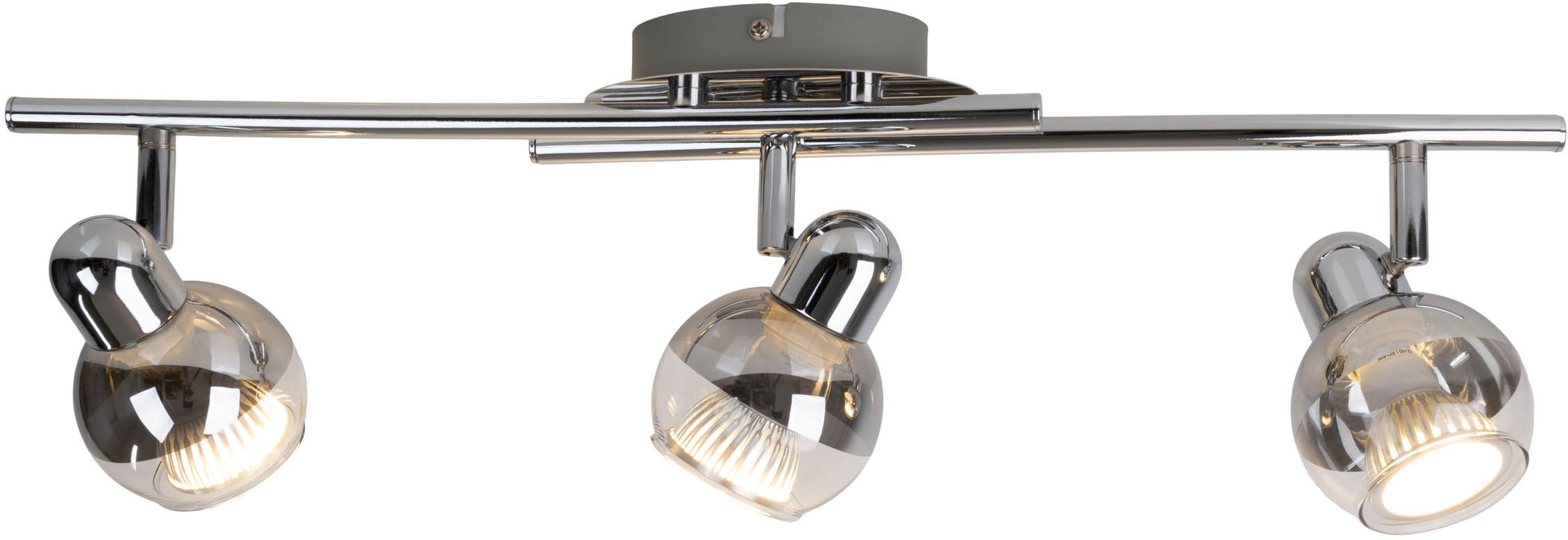 näve Deckenspots »Boccia« GU10 1 Stk. Warmweiß 1flg. incl. LED GU10 6W, chrom, Glasschirm, verstellbarer Spot, D:14cm