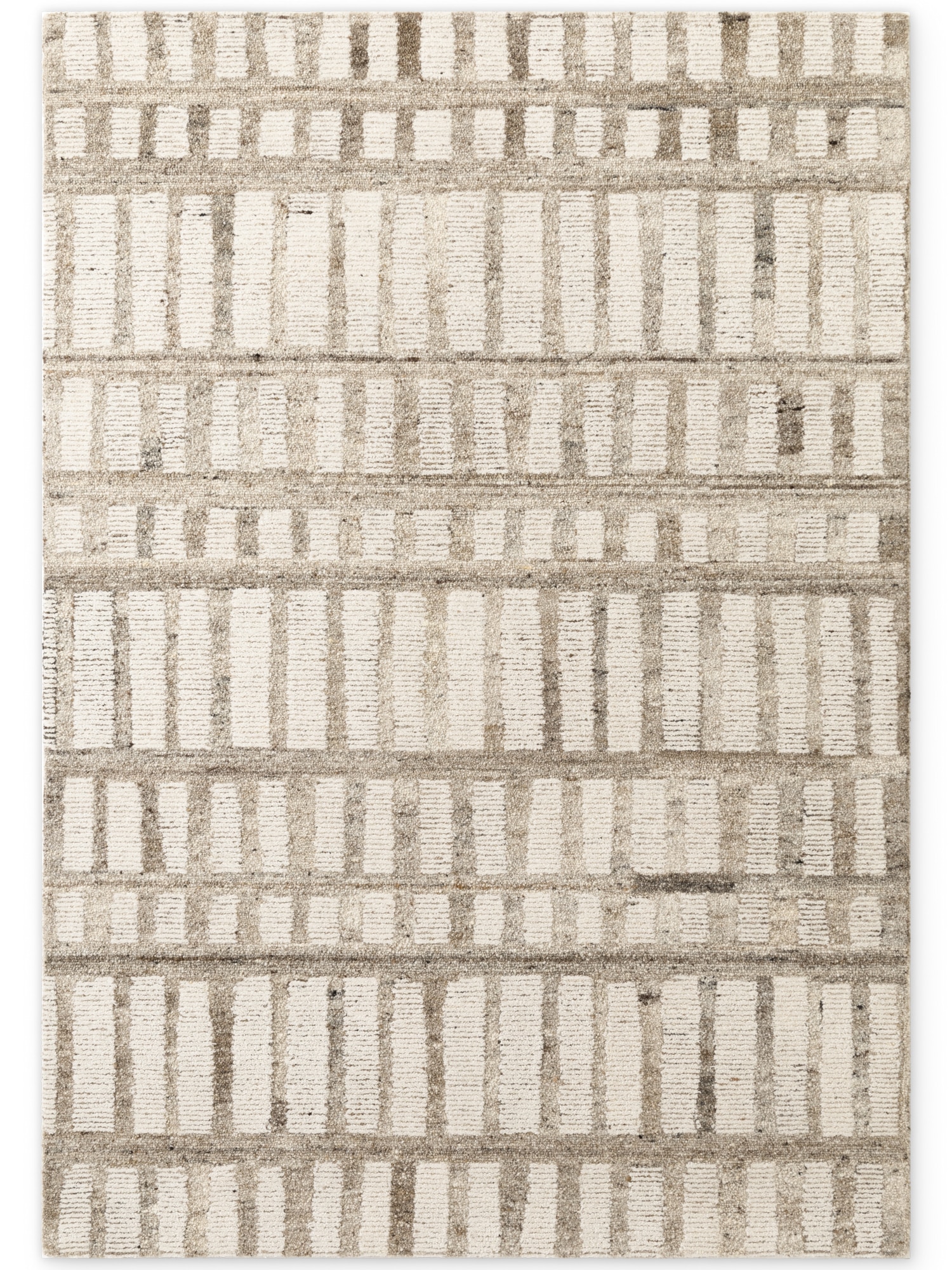 vikosa Wollteppich »Linara« rechteckig 15 mm Höhe Handgemacht, Grafisch, Streifen, Natur, Wolle, Wohnzimmer,Schlafzimmer