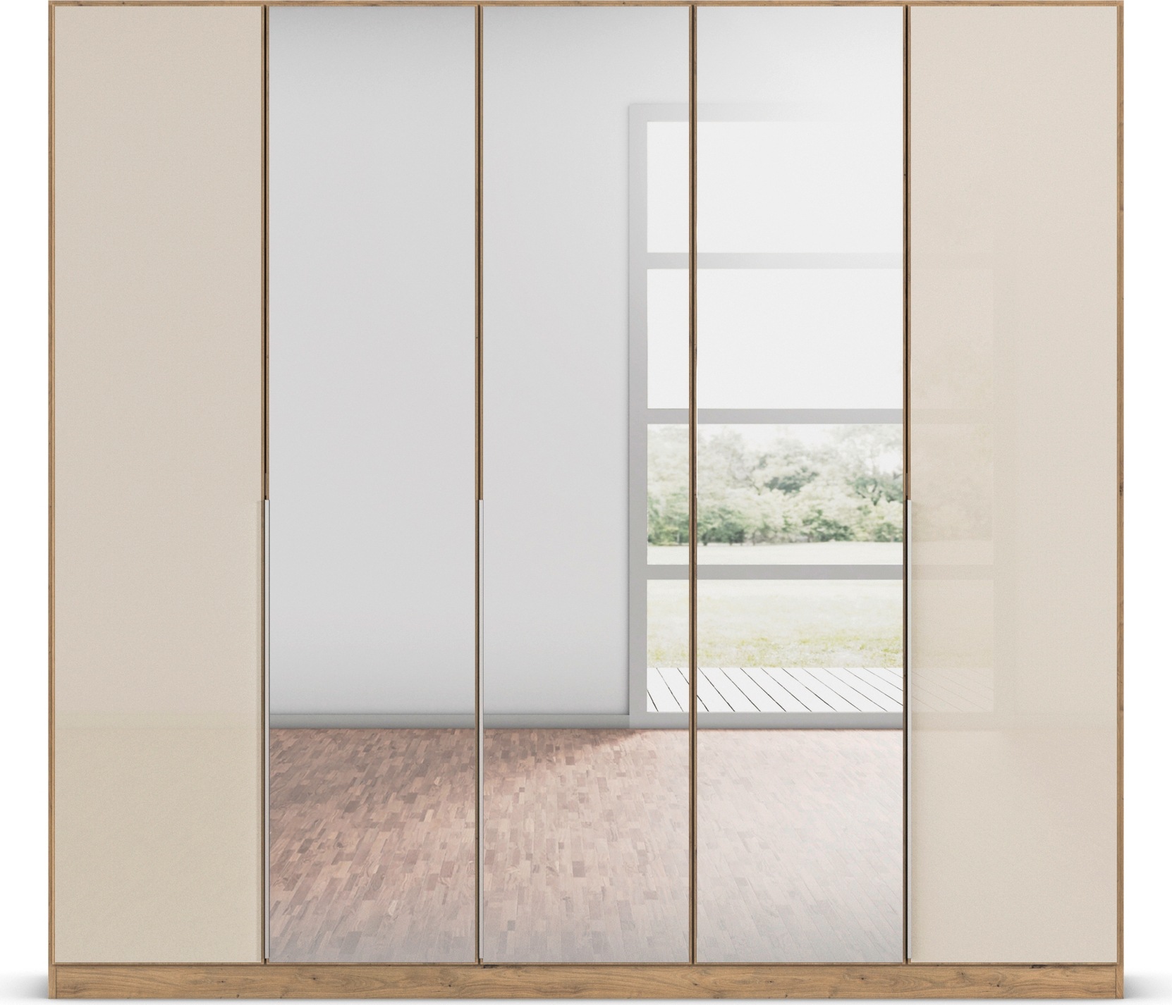 rauch Drehtürenschrank »Kleiderschrank Kleiderschränke Schrank Garderobe AGORDO mit Glasfront«, (in zwei Griff-Farben), durchdachte Innenausstattung, in 6 Breiten und 2 Höhen MADE IN GERMANY