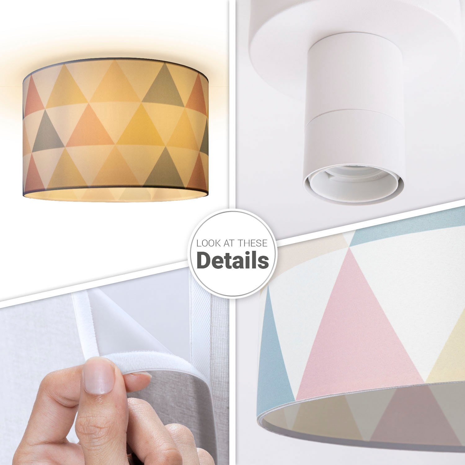 Paco Home Deckenleuchte »Hugo Delta«, Deckenlampe Stoff Lampenschirm E27  Deckenleuchte Bunt Dreiecke Modern online kaufen | mit 3 Jahren XXL  Garantie | Deckenlampen