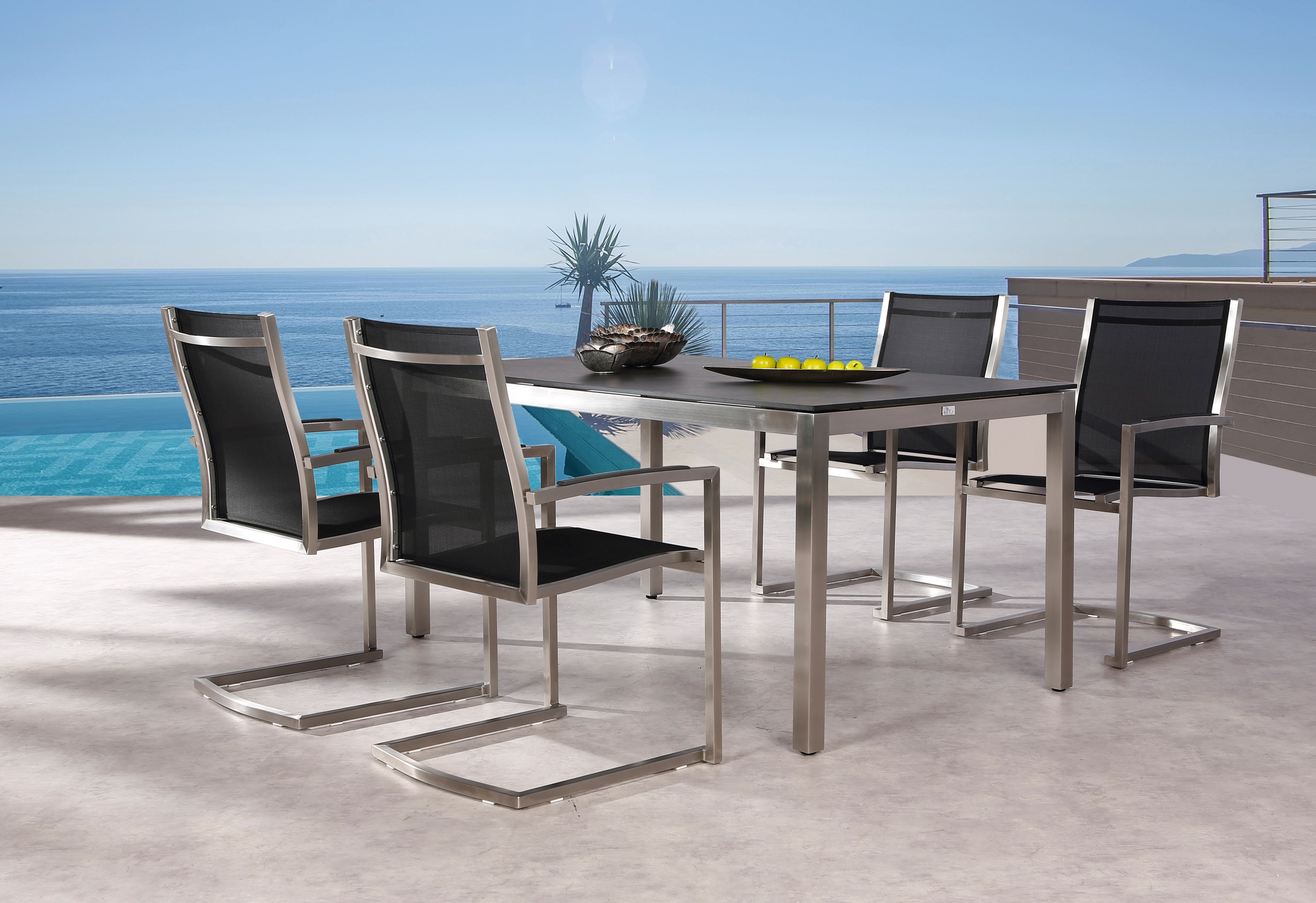 Best Gartensessel »Marbella«, (Set, 2 St.), 2er Set, Edelstahl/Ergotex, silber/schwarz