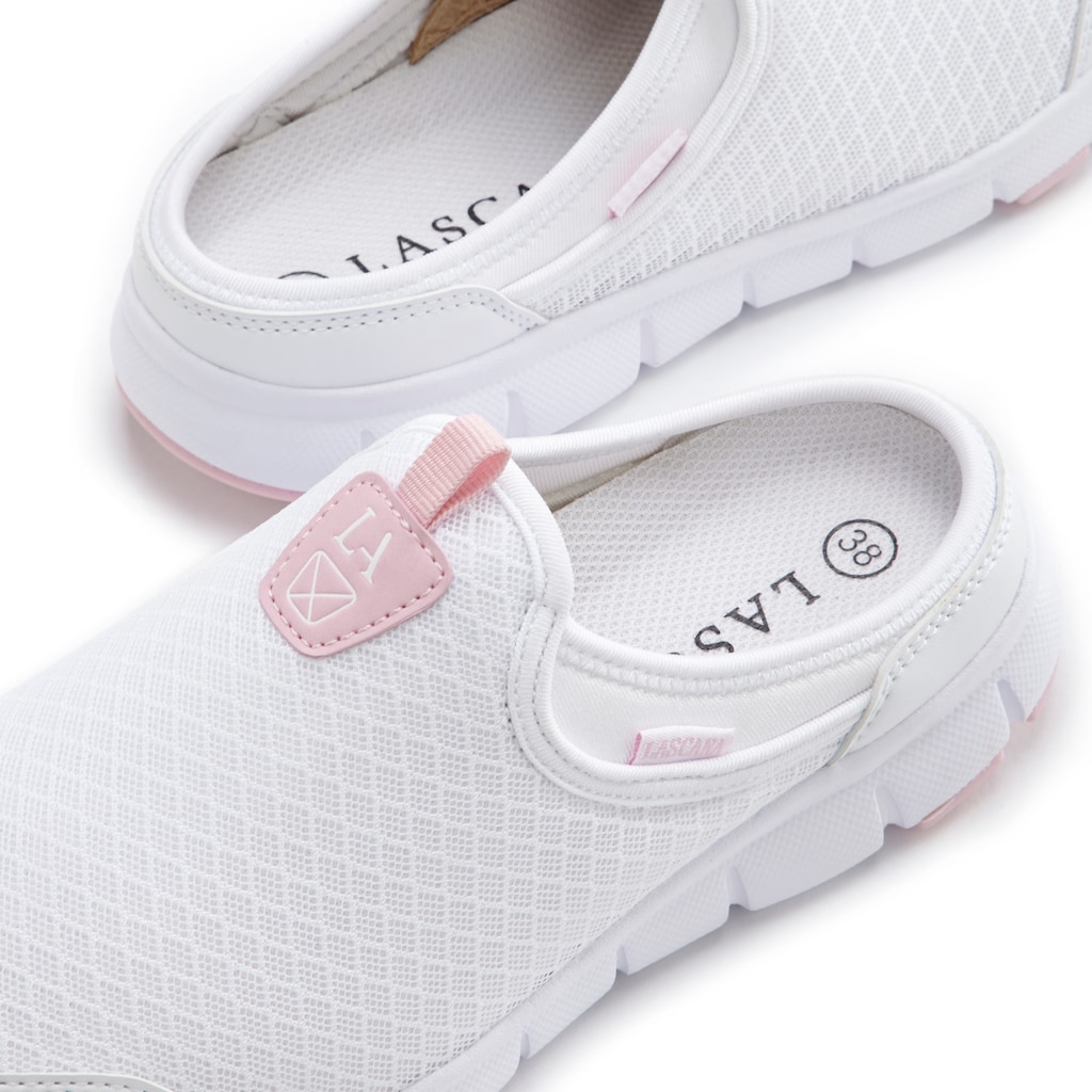 LASCANA Slip-On Sneaker, Halbschuh, Freizeitschuh, Sabot, Clogs aus leichtem Mesh-Material