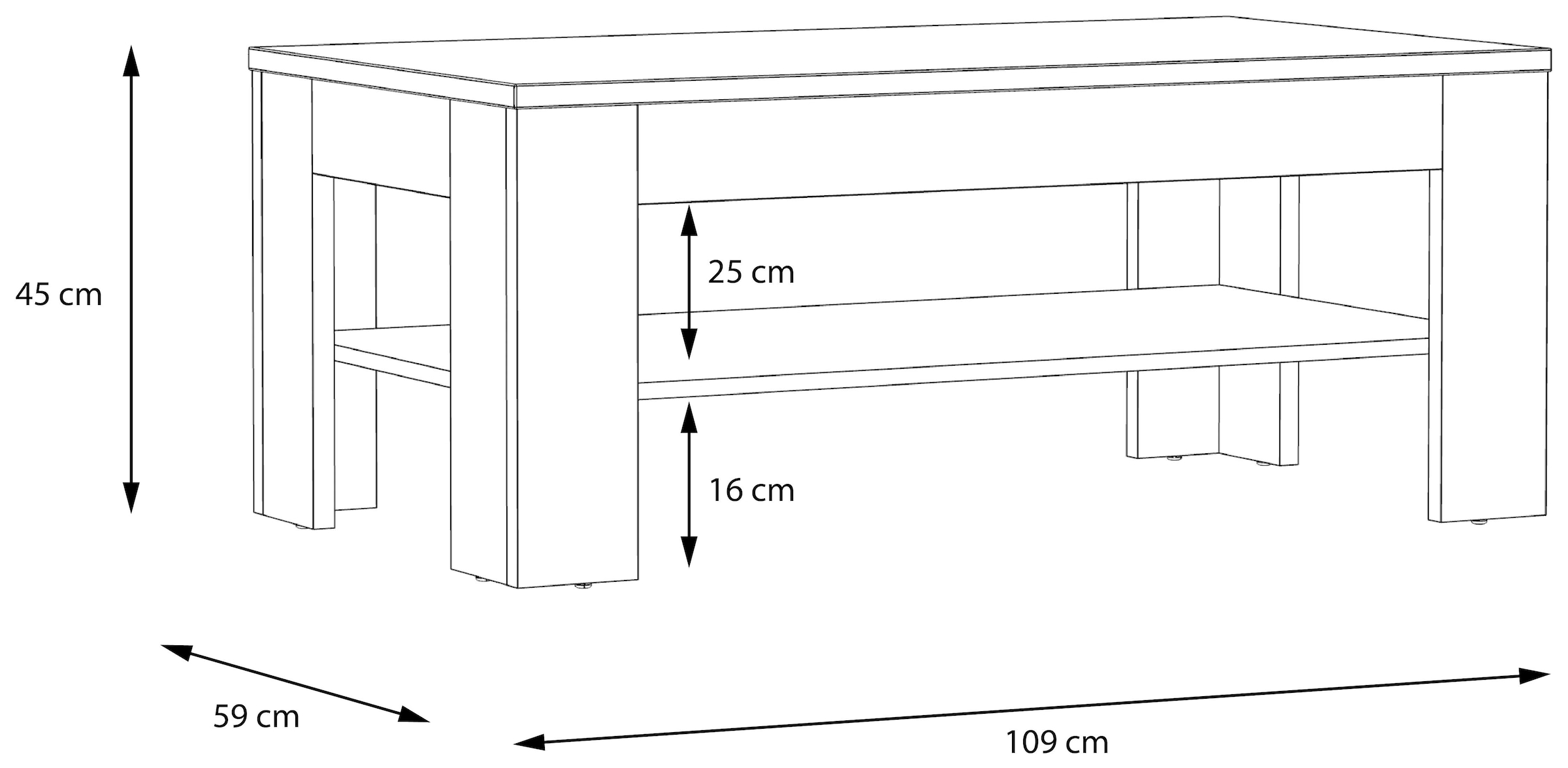 FORTE Couchtisch »Attention«, Couchtisch, Ablageboden, Holzoptik