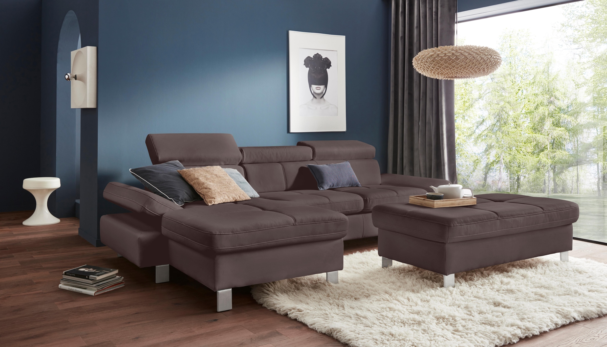 exxpo - sofa fashion Ecksofa »Fiji, hochwertige Detailverarbeitung, Breite 292cm, L-Form« bequem durch Kopf- und Armteilverstellung, wahlweise mit Bettfunktion
