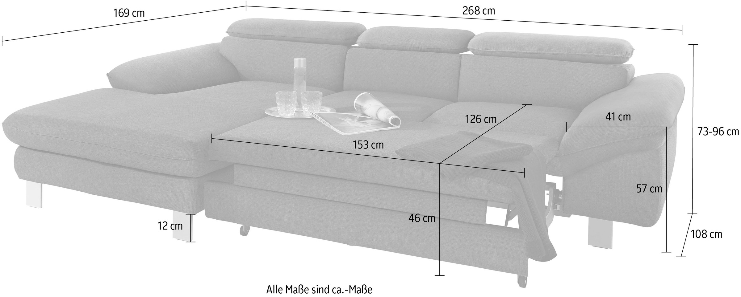 COTTA Polstergarnitur »Driver L-Form«, (Set, 2 tlg.), Set bestehend aus: Ecksofa mit Kopfteilverstellung & Hocker