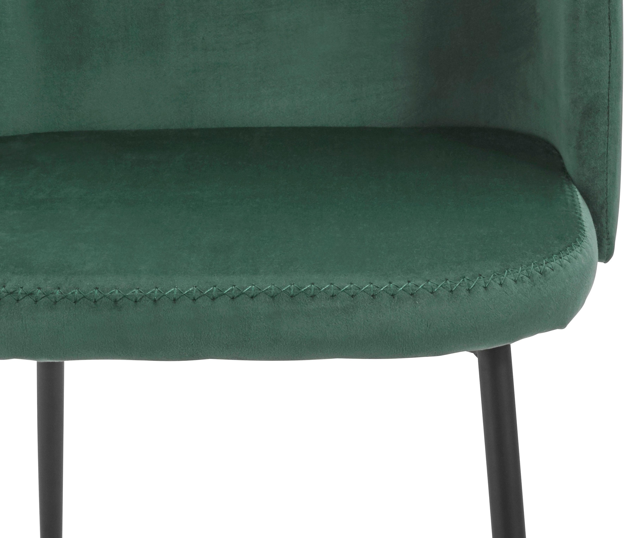 Homexperts Esszimmerstuhl »Micky«, (Set), 2 St., Samtstoff, Bezug in Samtstoff mit zick-zack Naht