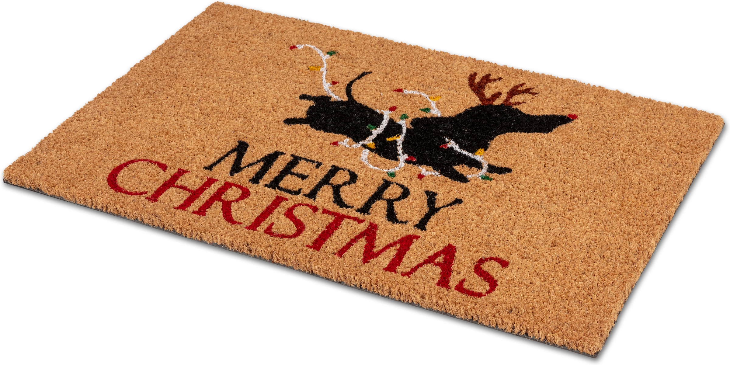 ASTRA Fußmatte »Kokosvelours bedruckt ca.40x60cm D.025 Dackel xmas« rechteckig 1,4 mm Höhe Natürliches Material