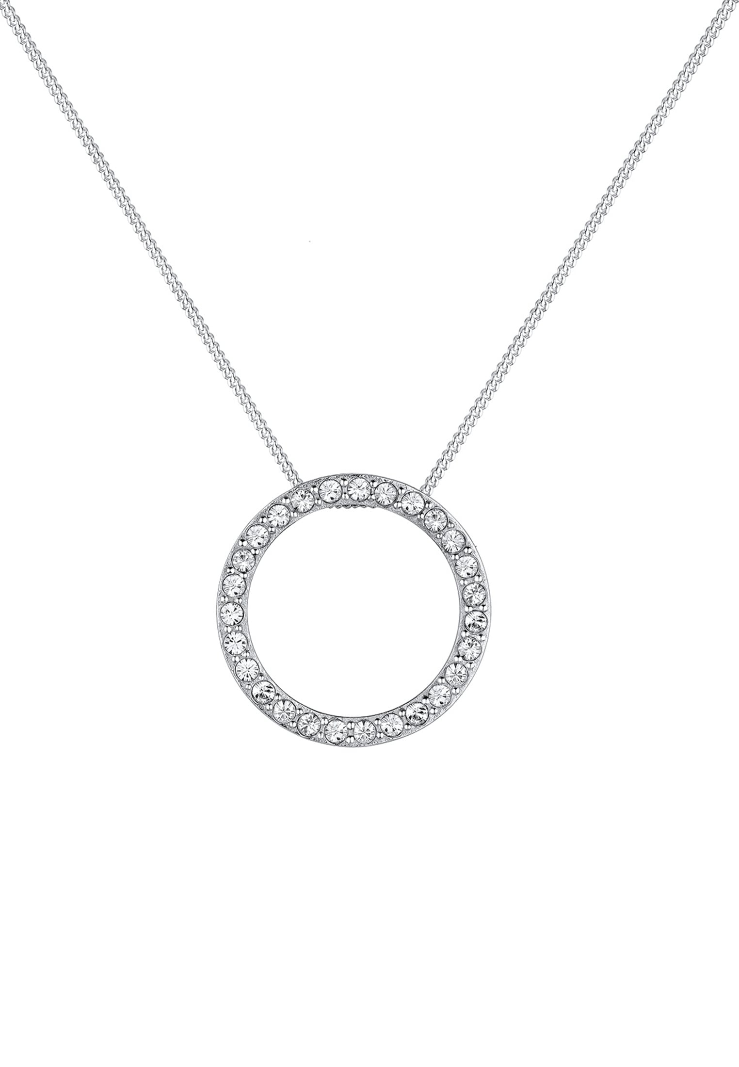 Elli Silberkette »Halskette Anhänger Rund mit Kristalle 925 Silber«
